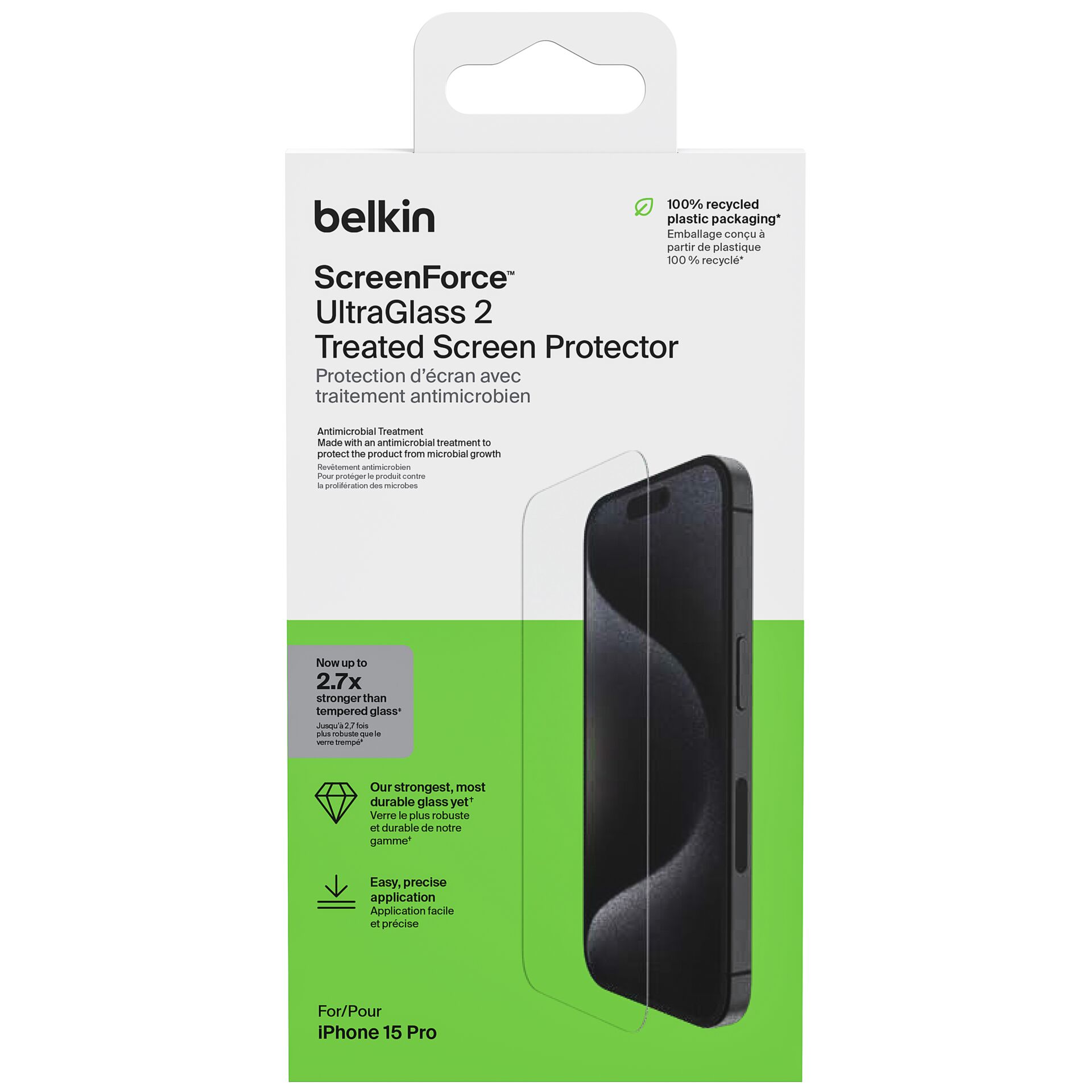 Belkin Screenforce UltraGlass2 antibatt. iPhone 15 Pro OVA13
