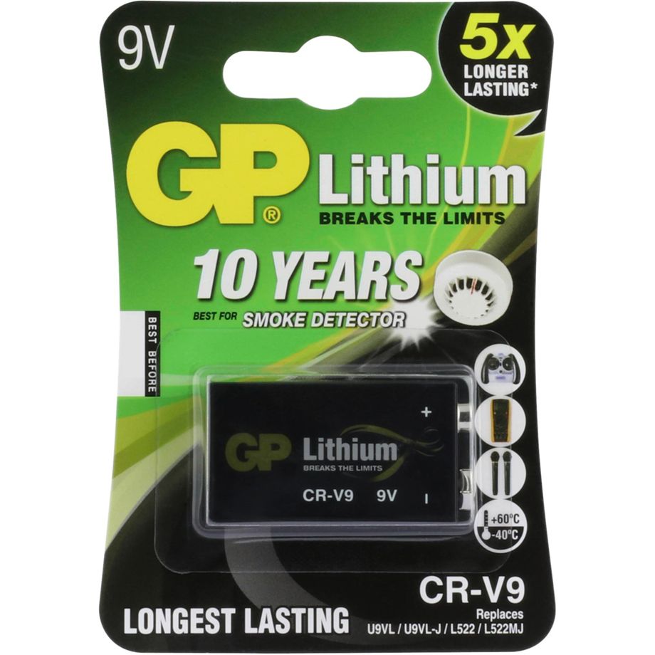 1 GP Lithium 9V-Block rivelatore di fumo 070CR9VC1