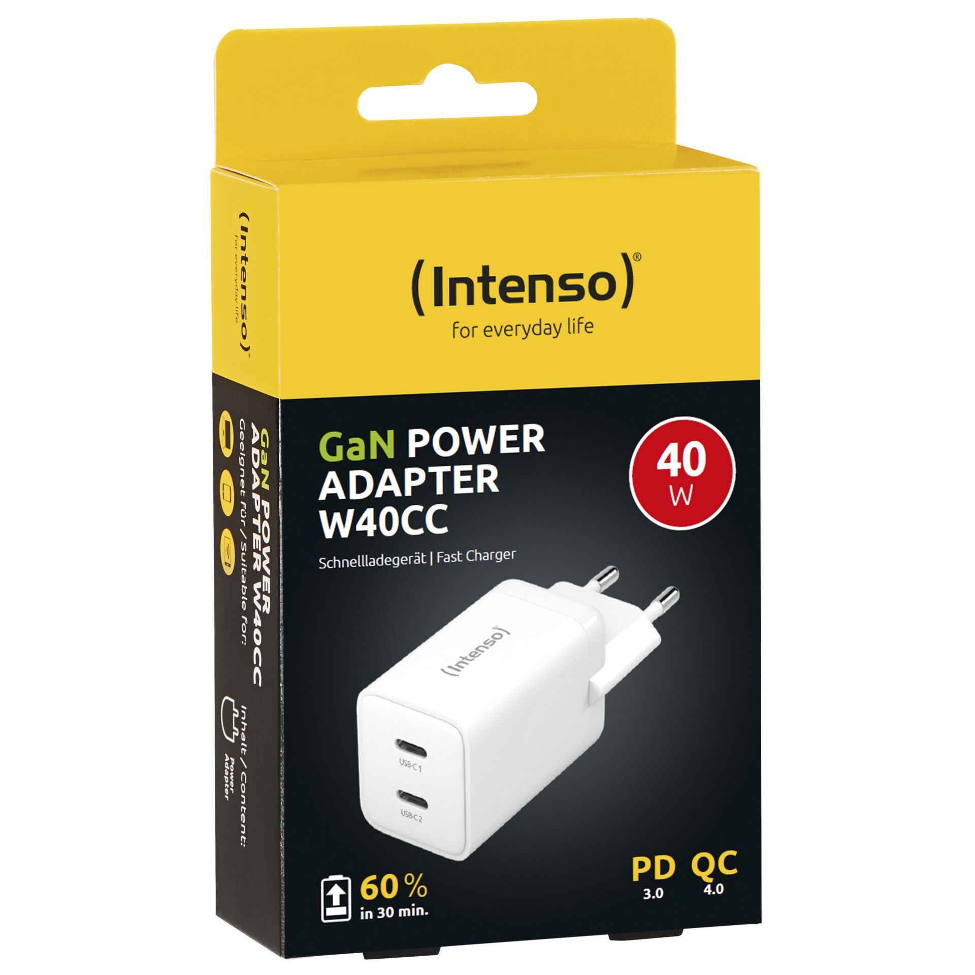 Intenso Power adatt. W40CC GaN bian. 2x USB-C 40W