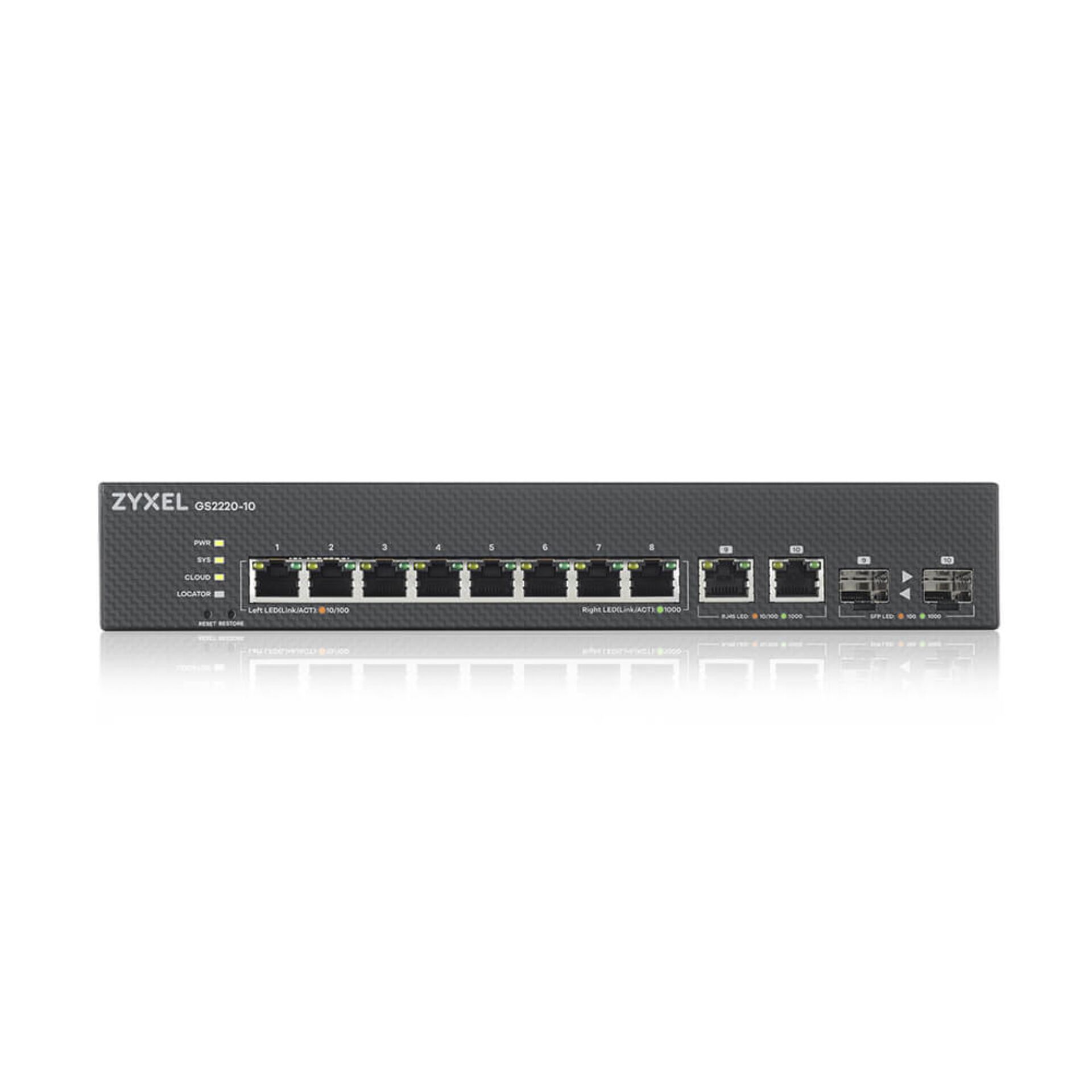 Zyxel GS2220-10 8-Port + 2x SFP/Rj45 Gigabit L2