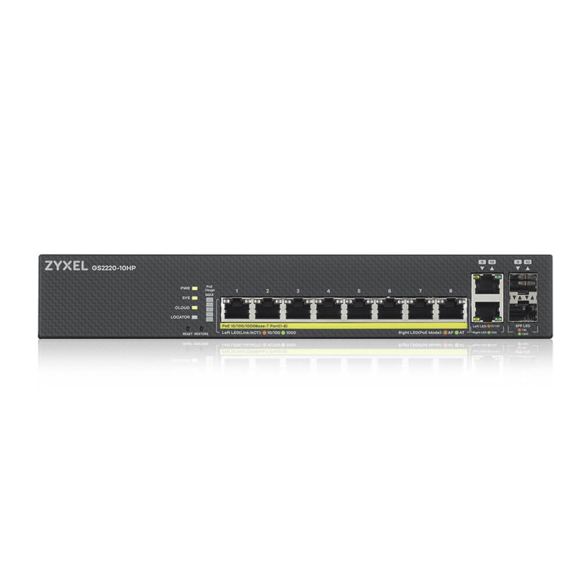 Zyxel GS2220-10HP 8-Port + 2x SFP/Rj45 Gb POE