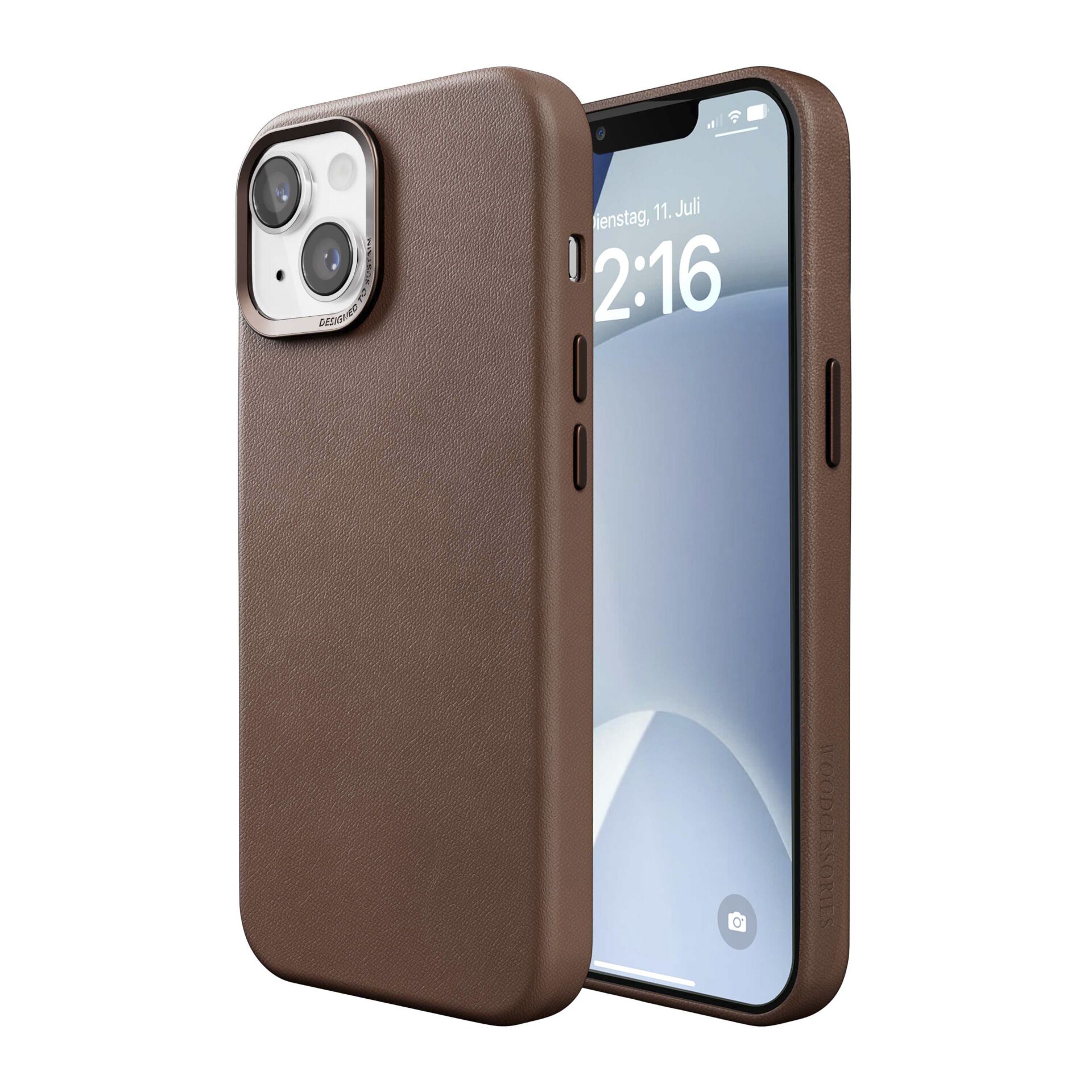 Woodcessories Bio Leather Case MagSafe iPhone 15 Plus Brown