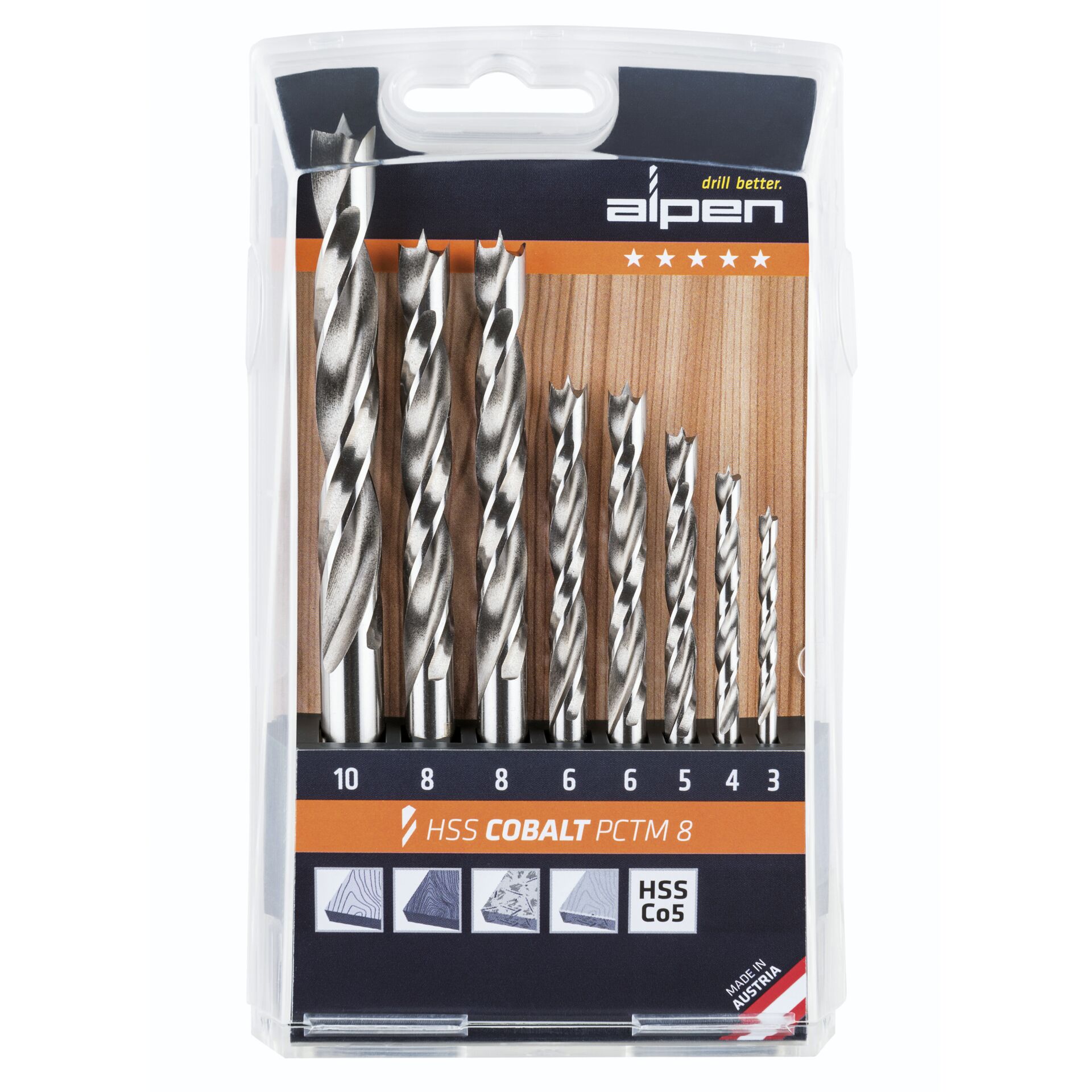 Alpen HSS-Co5 PCTM 8-pcs Profi Wood