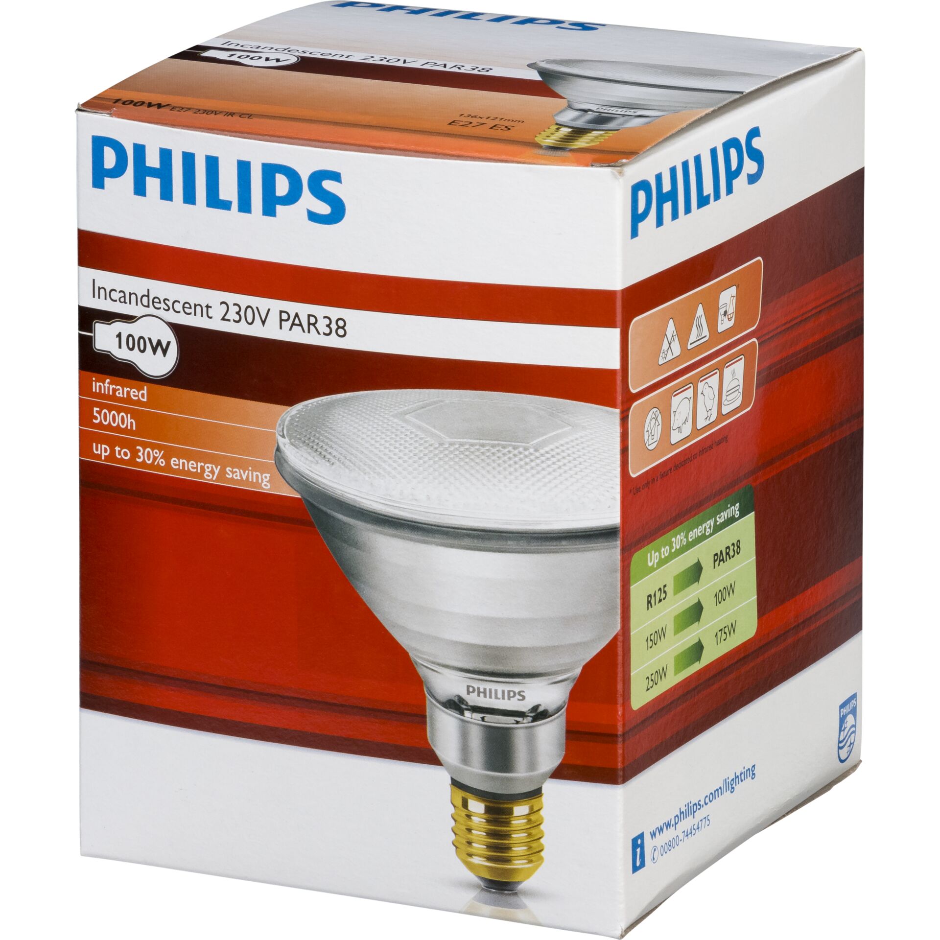 Philips lampada infrar. PAR38 IR 100W E27 230V CL