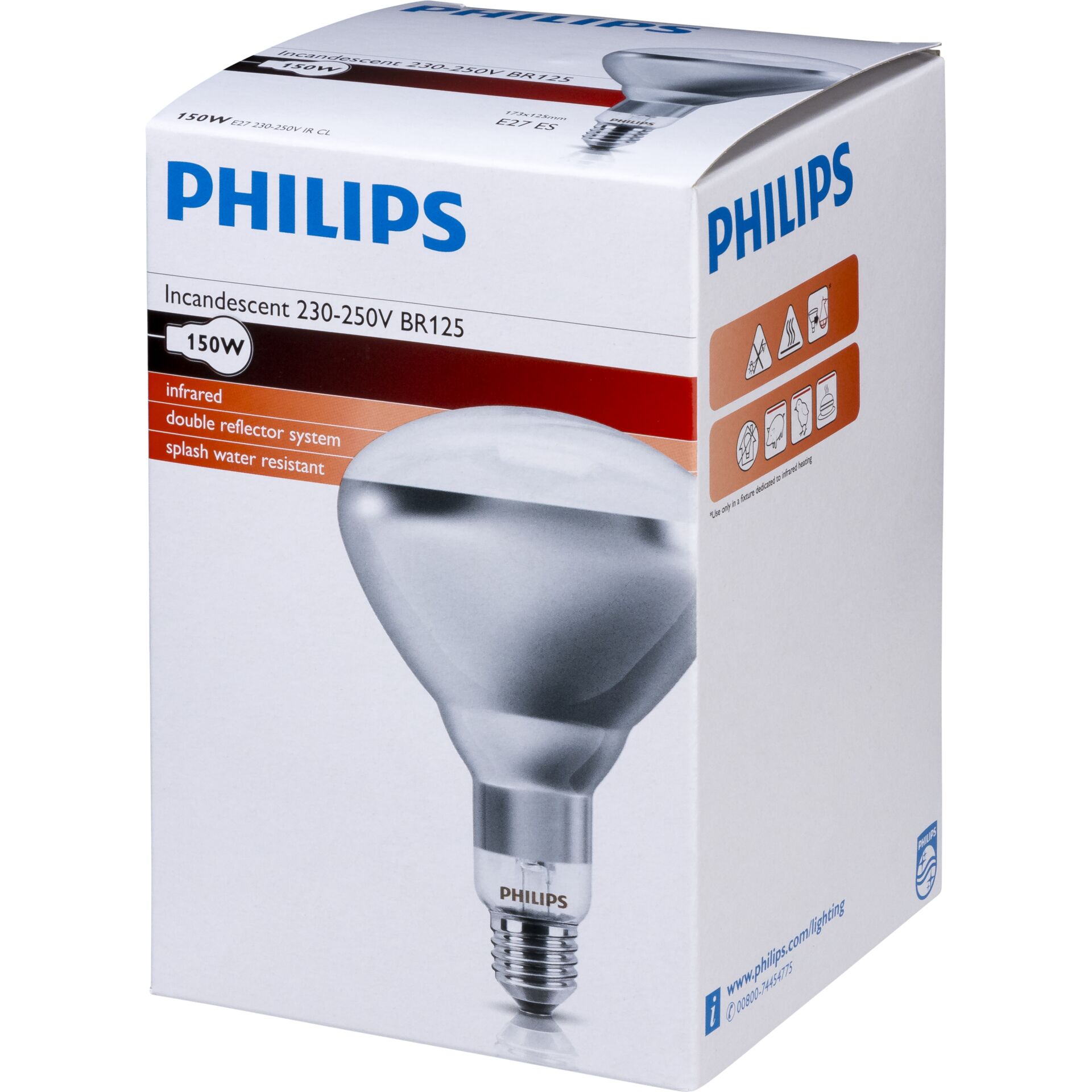 Philips lampada infrar. BR125 IR 150W E27 230-250V CL