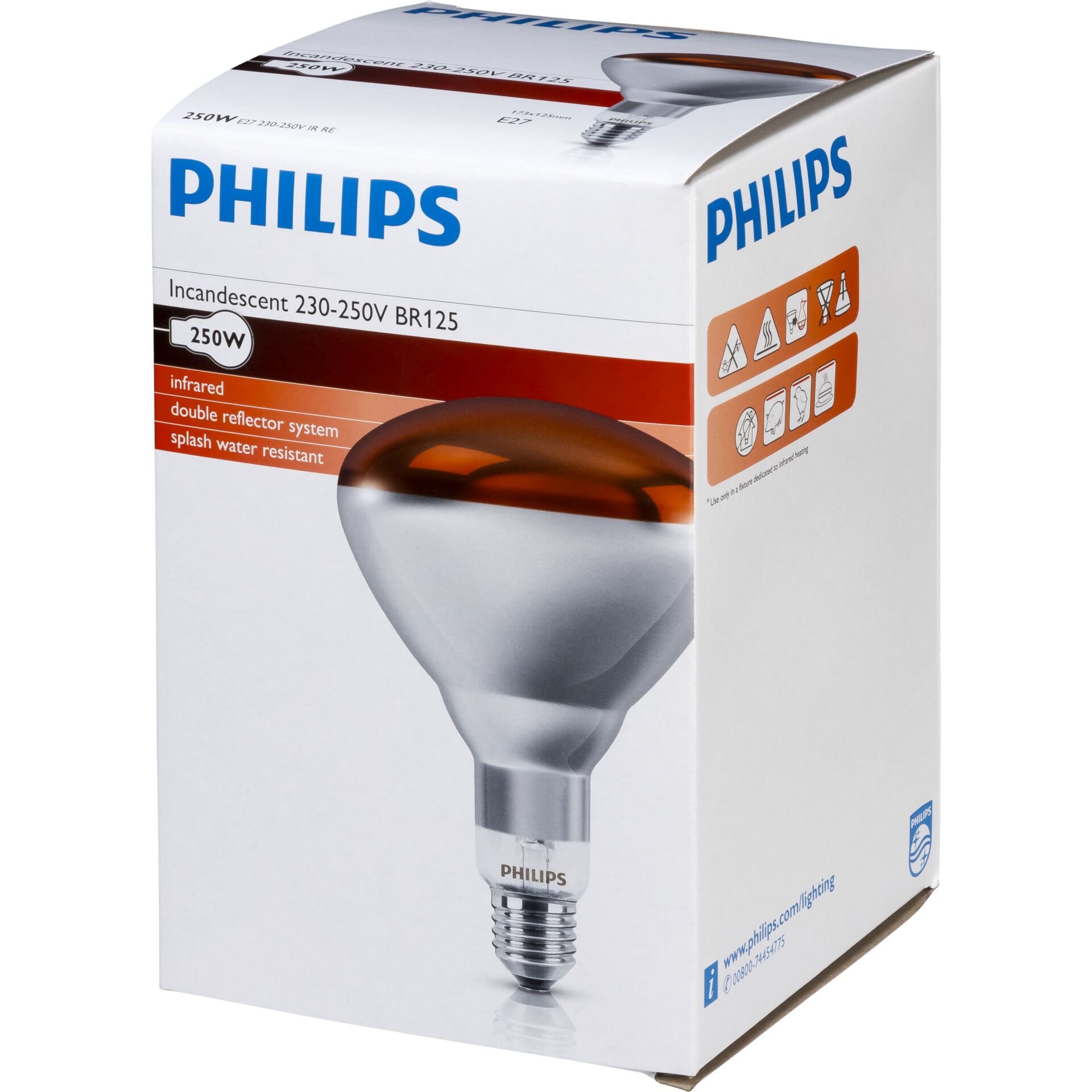 Philips lampada infrar. BR125 IR 250W E27 230-250V rosso