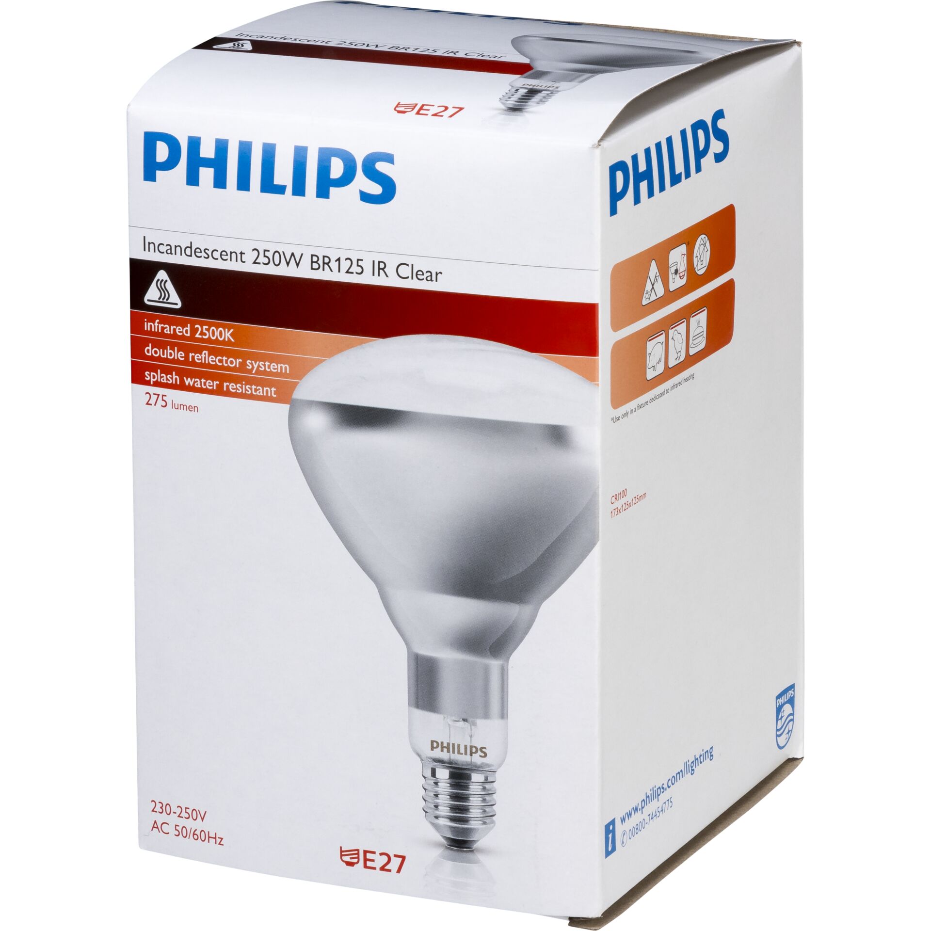 Philips lampada infrar. BR125 IR 250W E27 230-250V CL