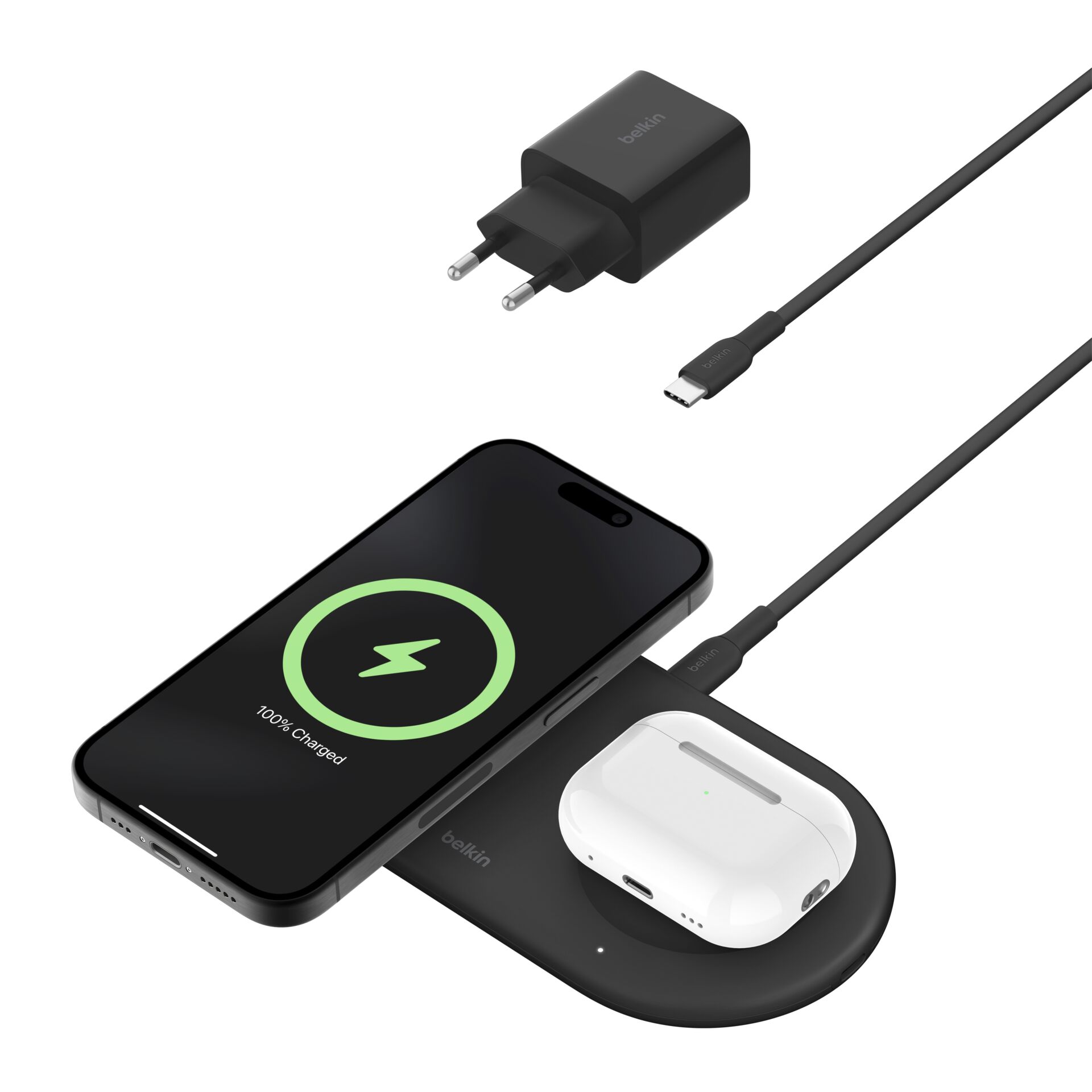 Belkin BOOST Charge Pro 2in1 Qi2 Charg.pad 15W mag.bl WIZ021