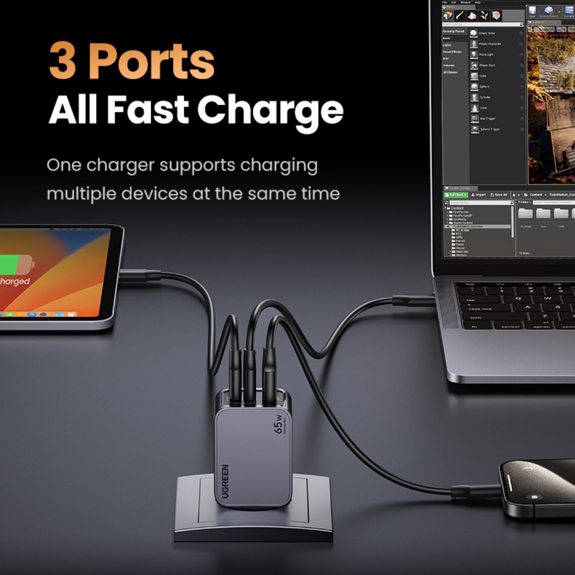 UGREEN Nexode Pro 65W GaN caricabatt. con USB-C cavo