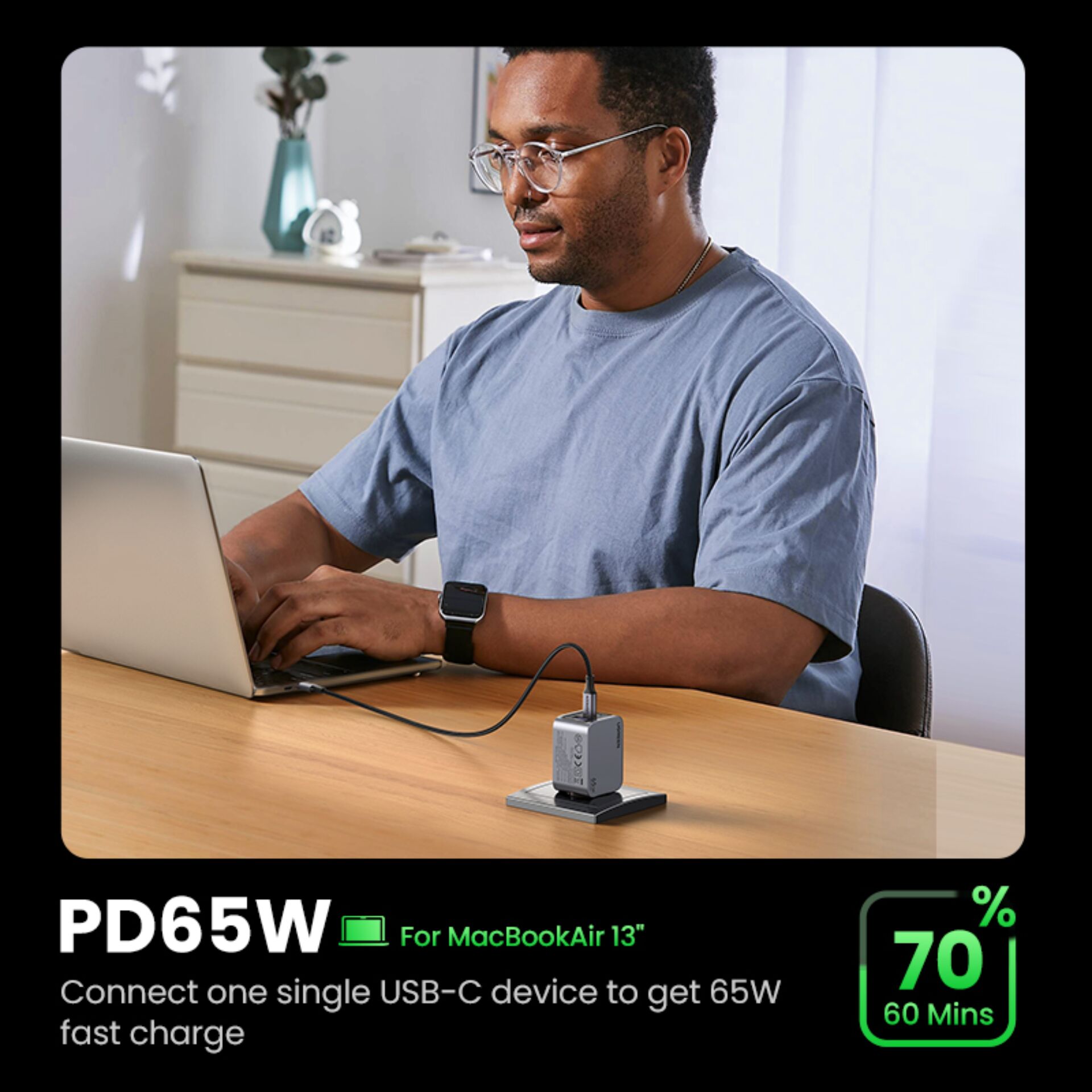 UGREEN Nexode Pro 65W GaN caricabatt. con USB-C cavo