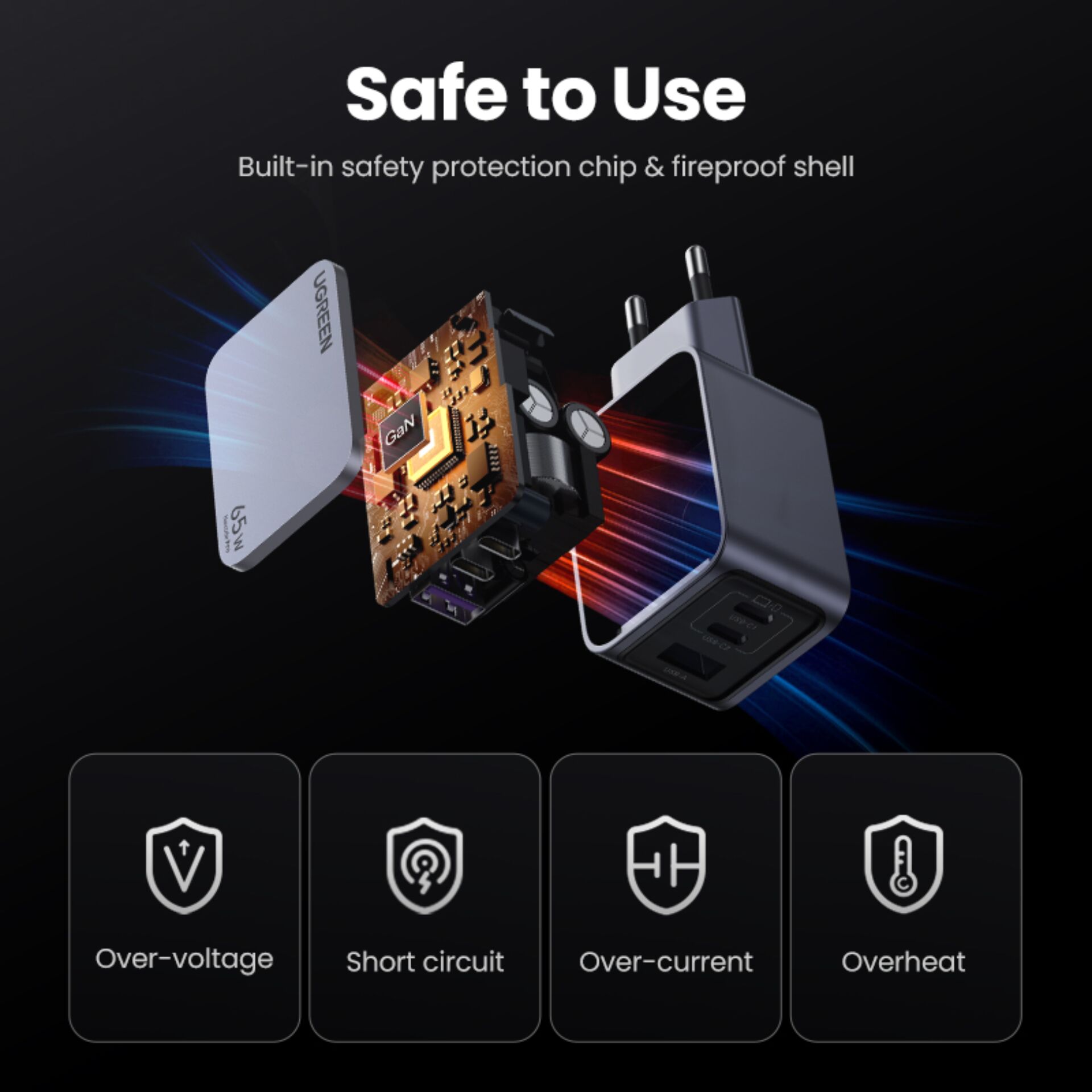 UGREEN Nexode Pro 65W GaN caricabatt. con USB-C cavo