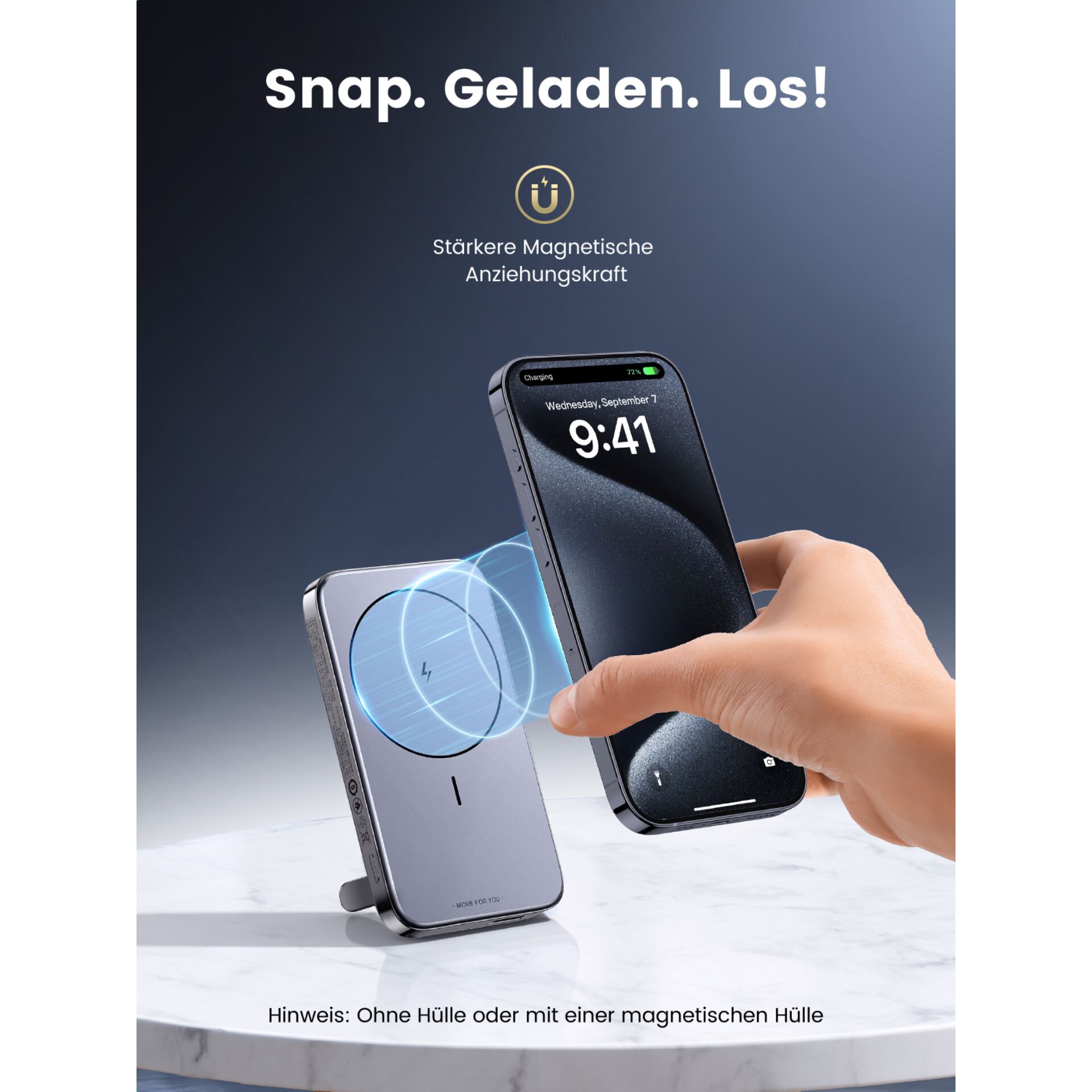 UGREEN 10000mAh Mini Powerbank Wireless 20W con MagSafe grig