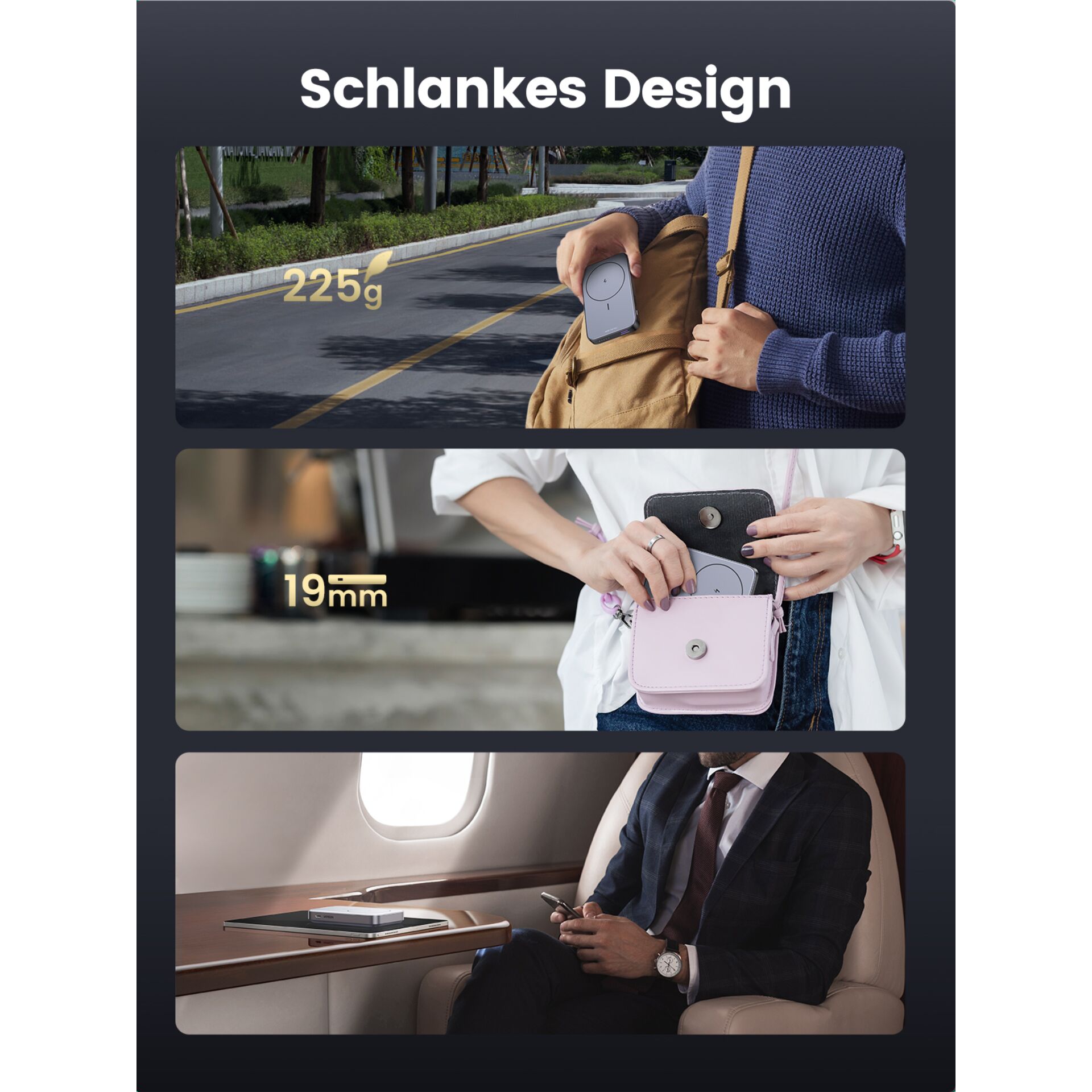 UGREEN 10000mAh Mini Powerbank Wireless 20W con MagSafe grig