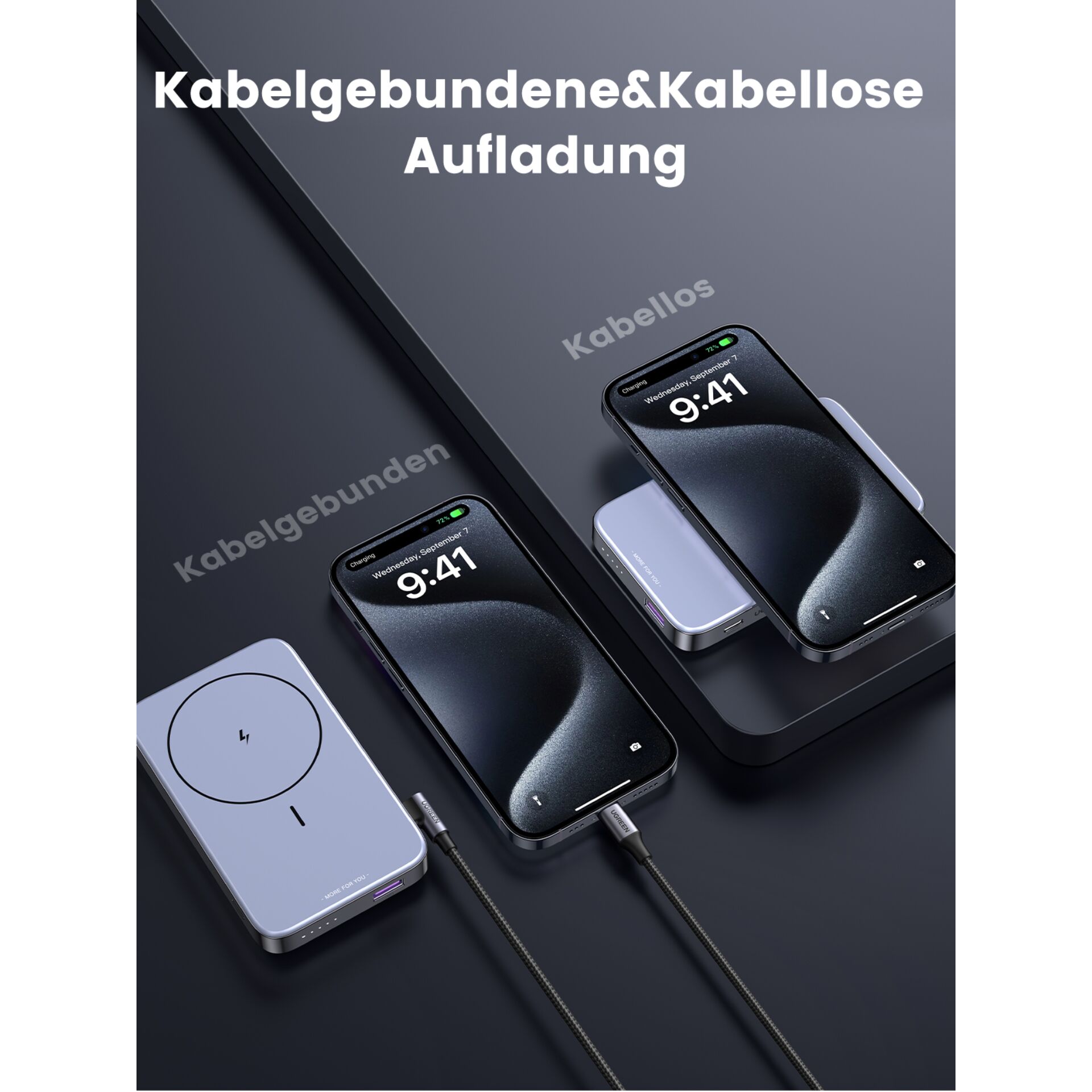 UGREEN 10000mAh Mini Powerbank Wireless 20W con MagSafe grig