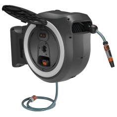 Gardena avvolgitubo parete batt. PowerRoll XL 18V set bian. 2