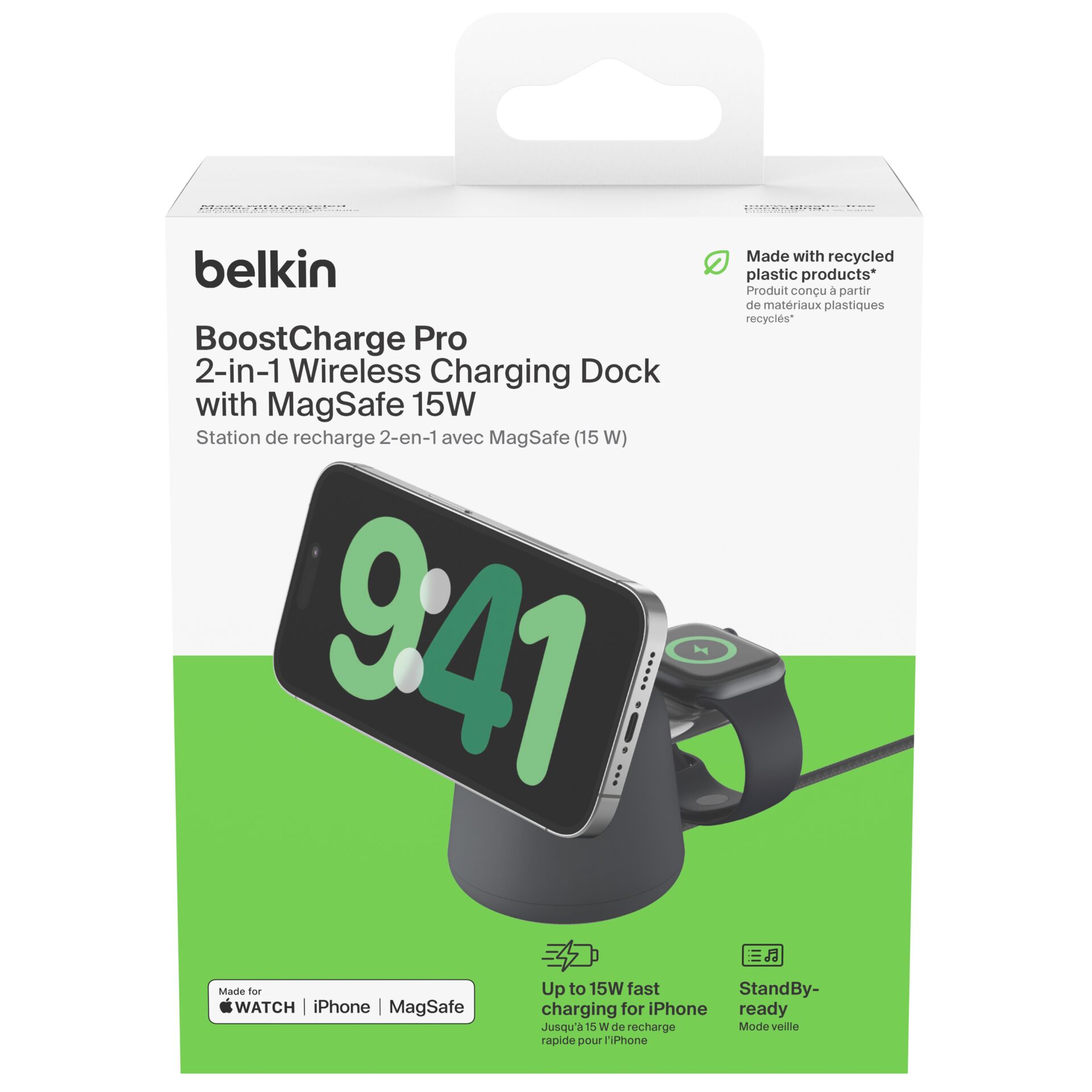 Belkin BOOST Charge Pro 2in1 15W Ladedock/MagSafe gr. WIZ020