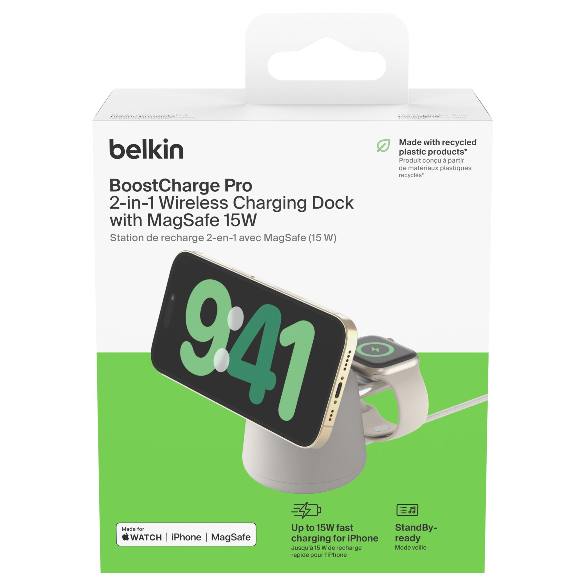Belkin BOOST Charge Pro 2in1 15W Ladedock/MagSafe san.WIZ020