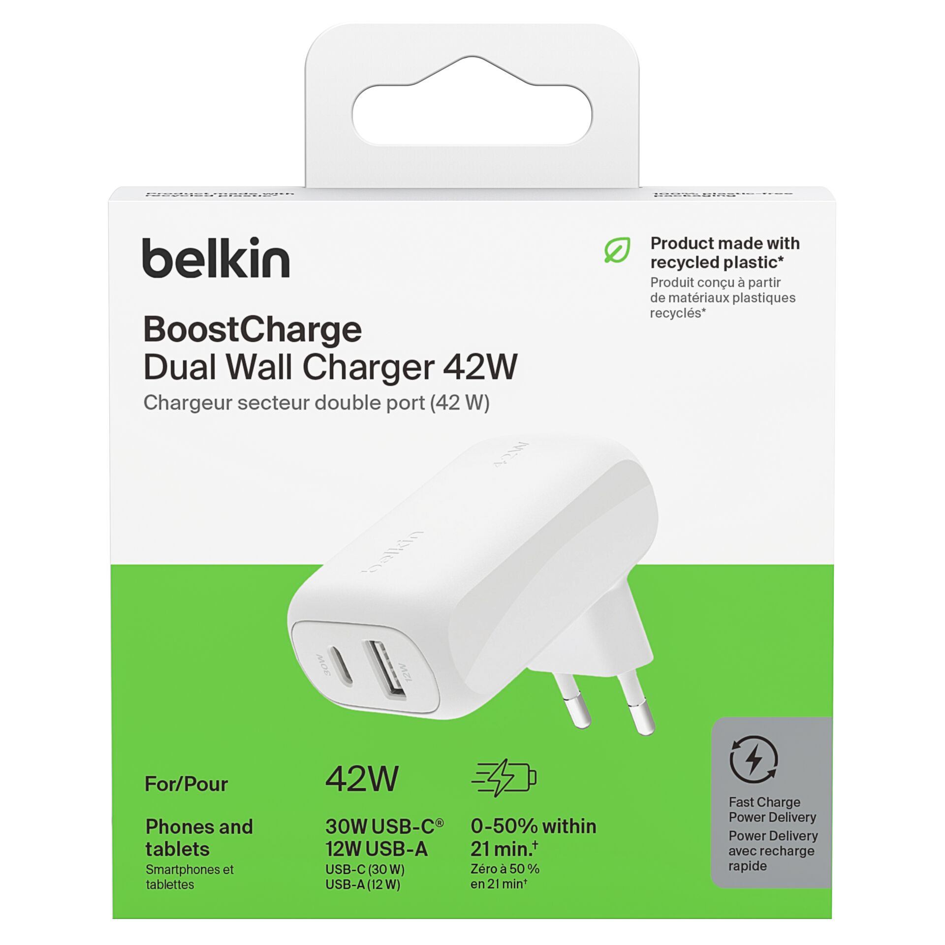 Belkin BOOST Charge 42W Ladeger. 30W USB-C/12W USB-A   WCB00