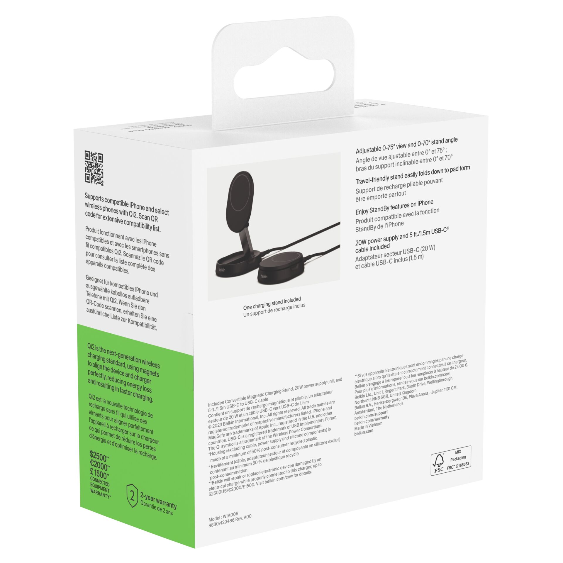 Belkin BOOST Charge Pro Qi2 15W magnet.Ladestation sw.WIA008