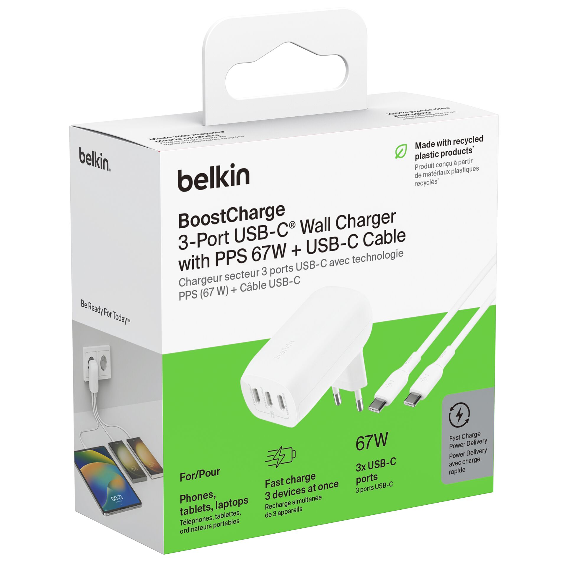 Belkin BOOST Charge USB-C 67W 3xUSB-C + cavo WCC002vf2MWH-B6