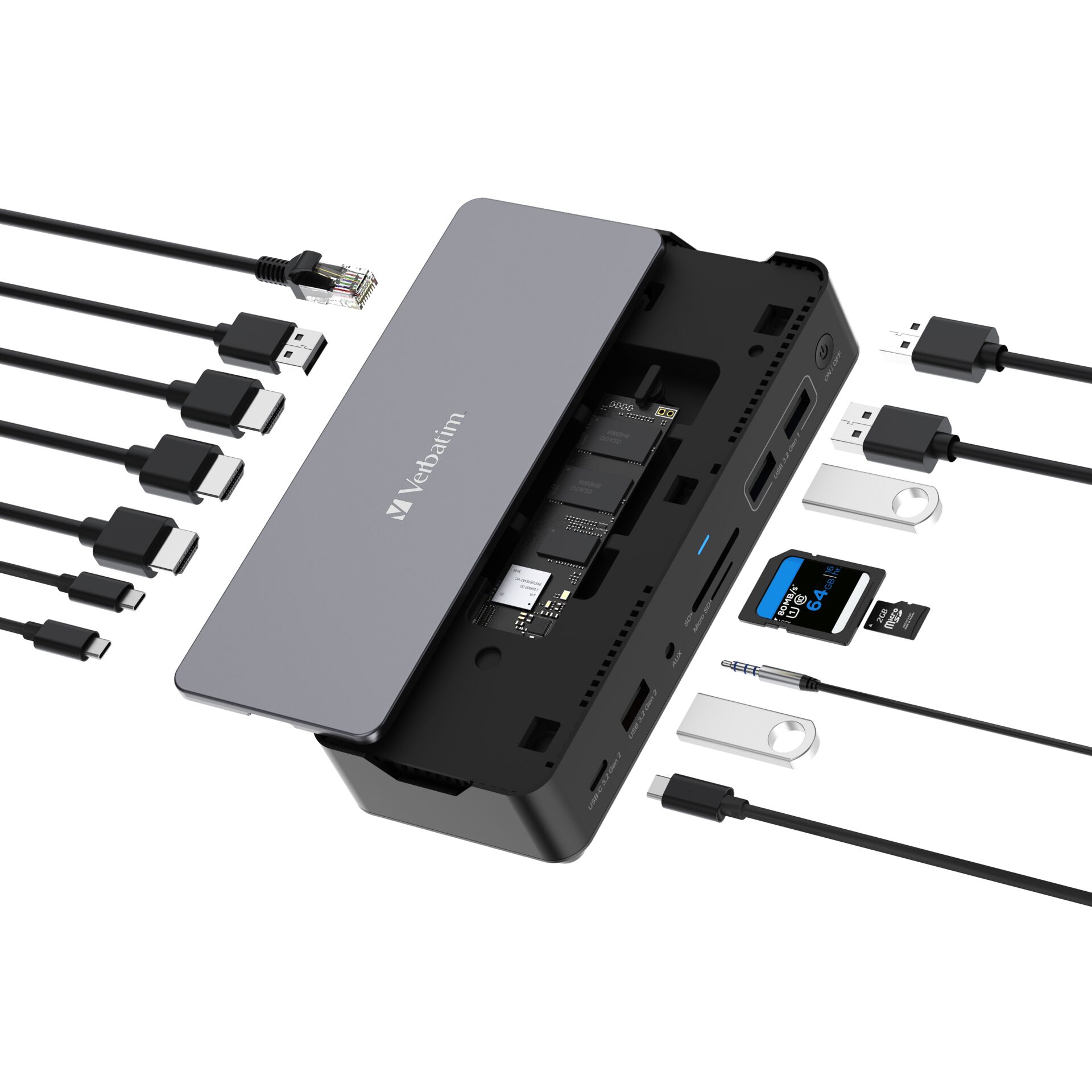 Verbatim USB-C Pro Docking Stat. 15 Port mit 256GB SSD