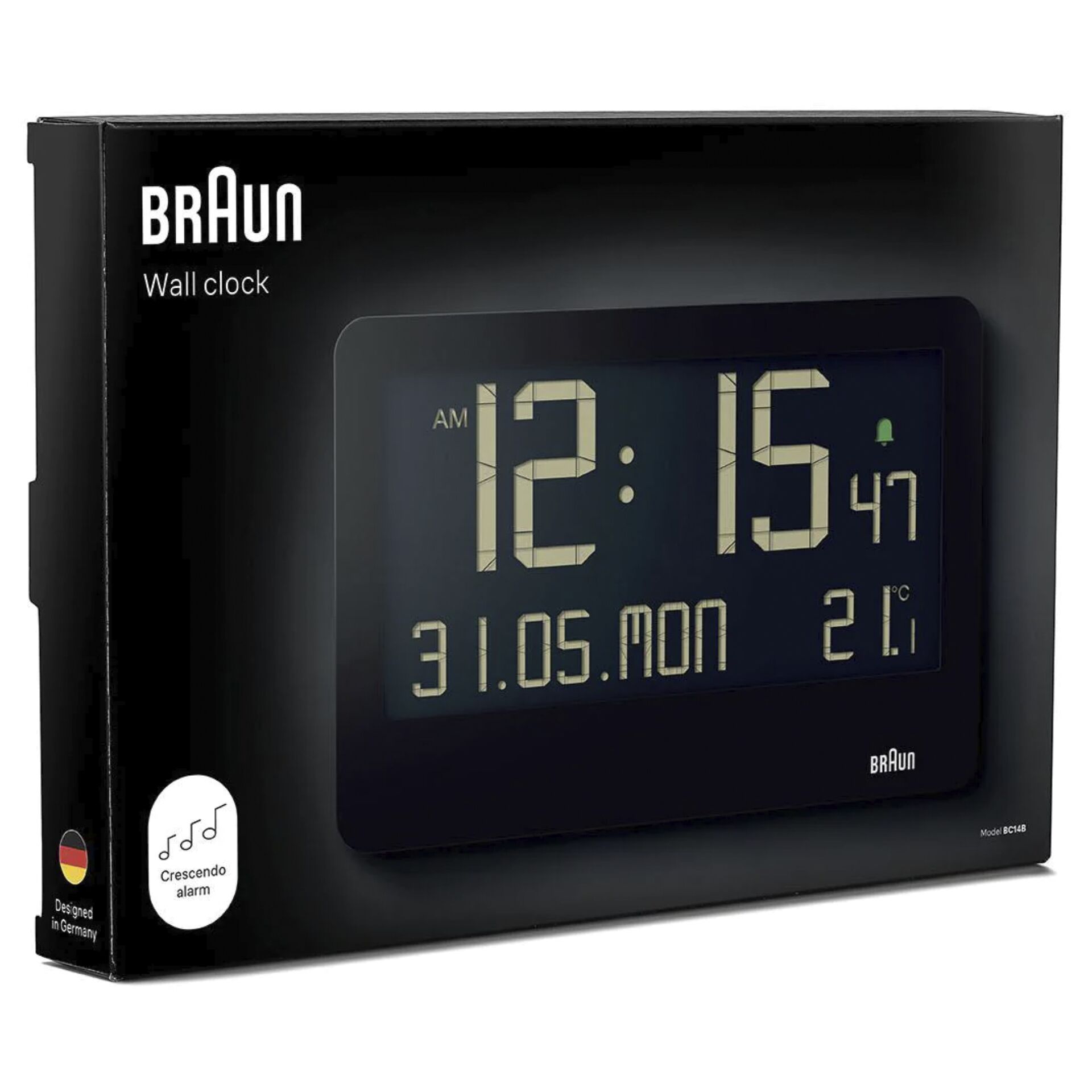 Braun BC 14   schwarz Quarz Wanduhr digital