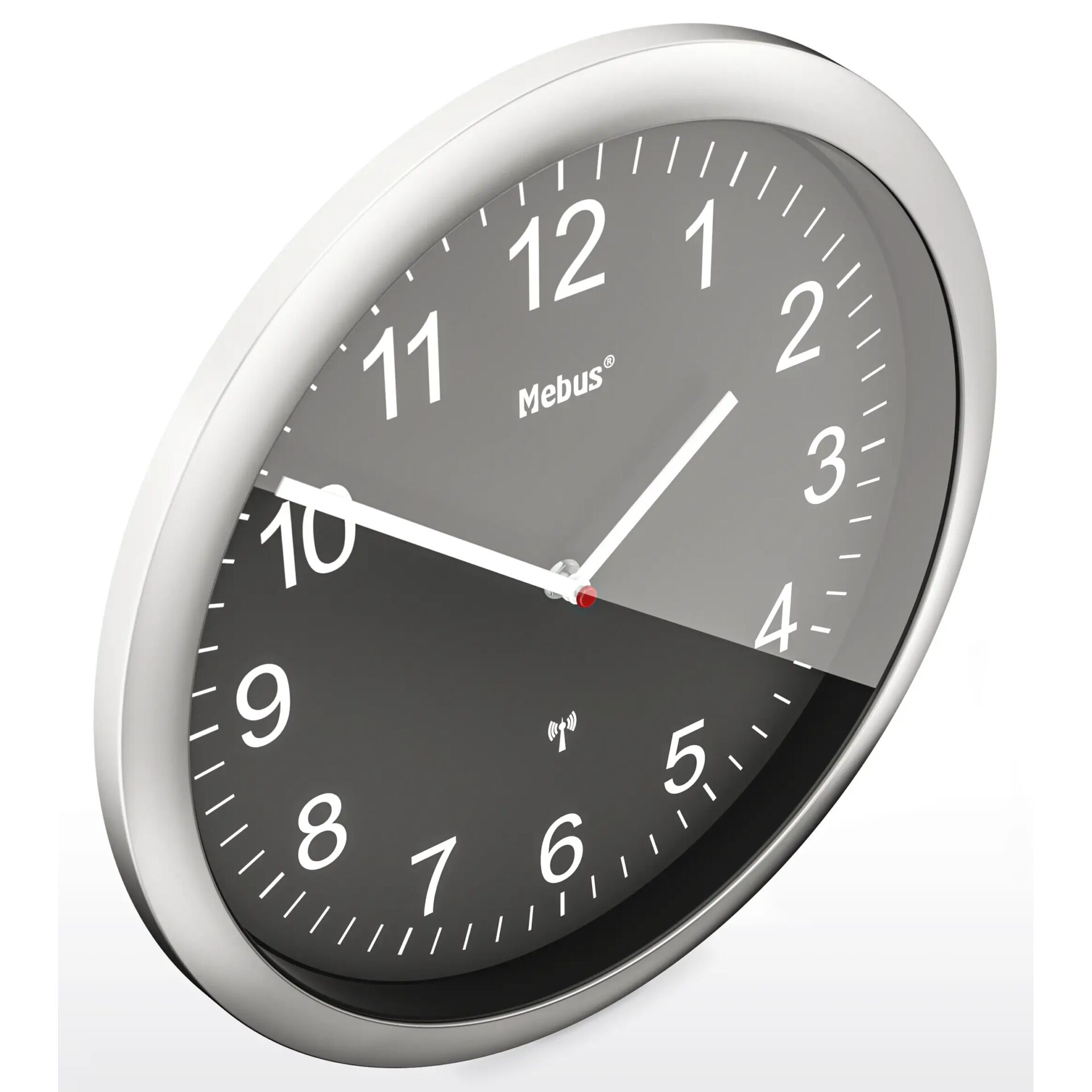 Mebus 19812 Funkwanduhr schwarz/silber