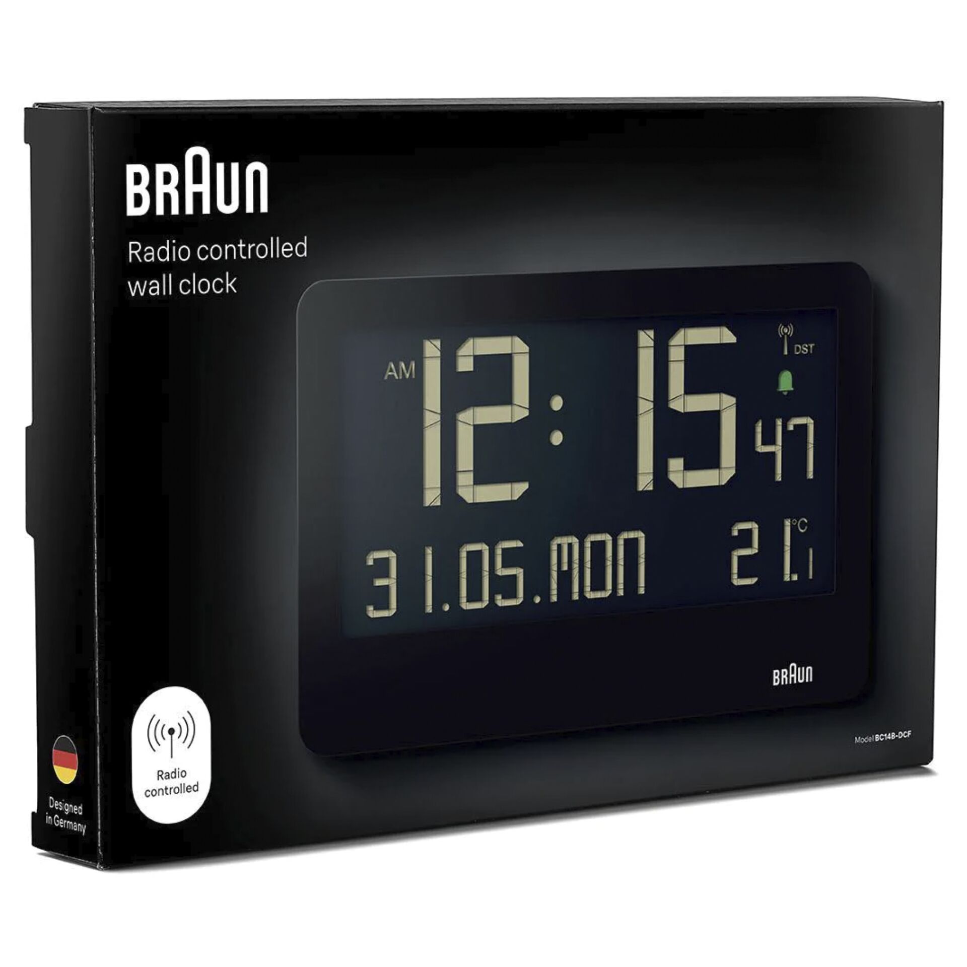 Braun BC 14 black Radio Wall Clock digital