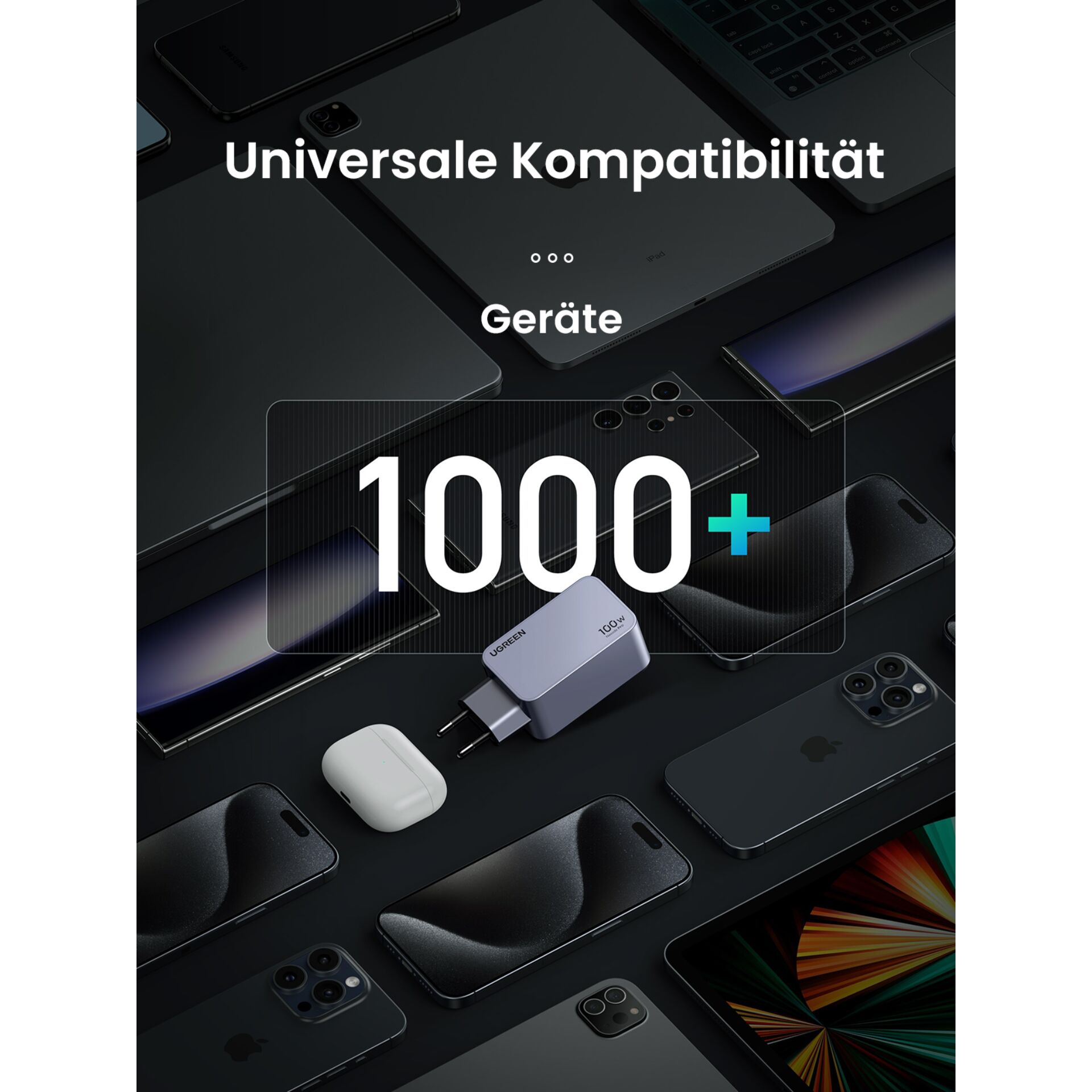 UGREEN Nexode Pro 100W GaN caricabatt. con USB-C cavo