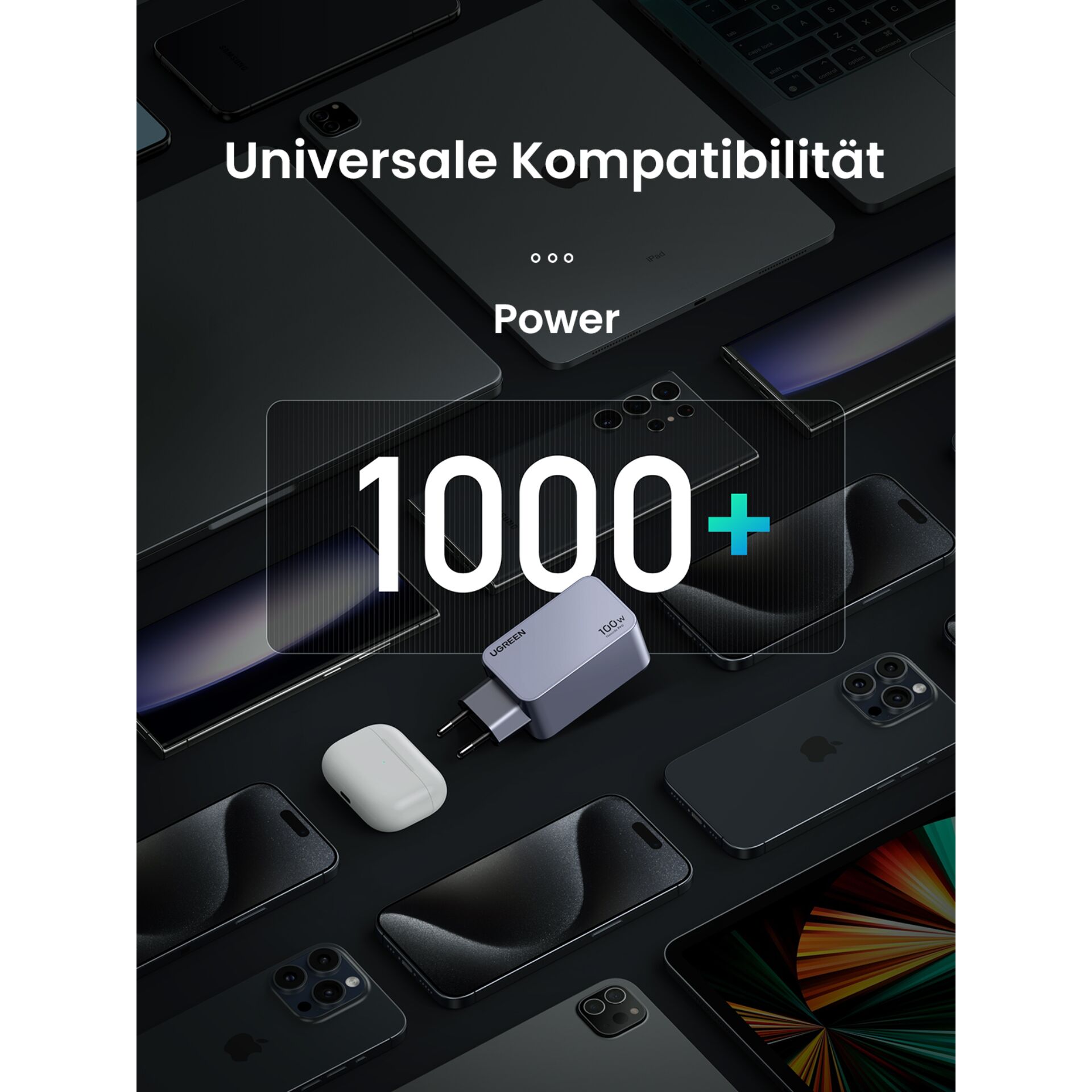 UGREEN Nexode Pro 100W GaN caricabatt. con USB-C cavo
