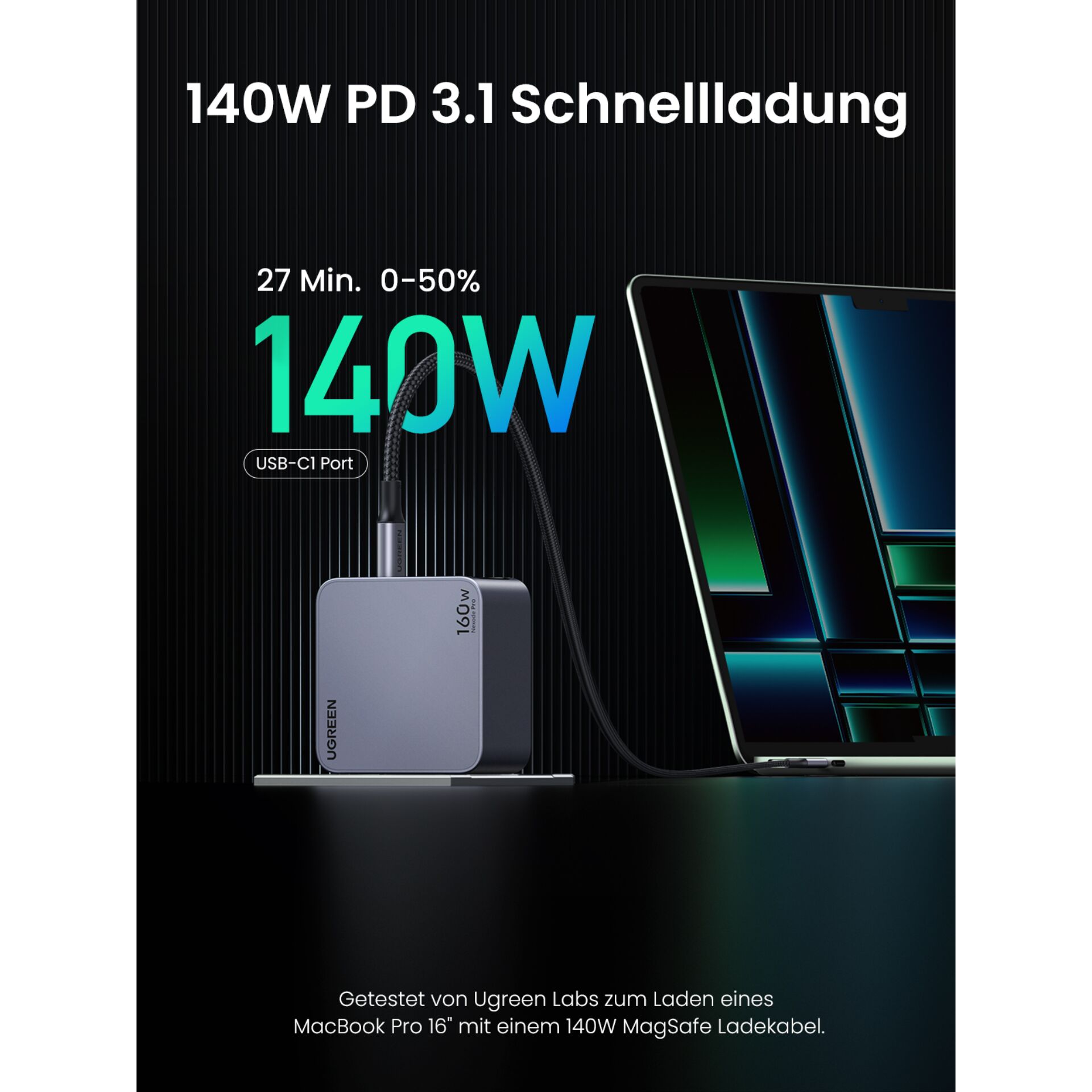 UGREEN Nexode Pro 160W GaN caricabatt. con USB-C cavo 2