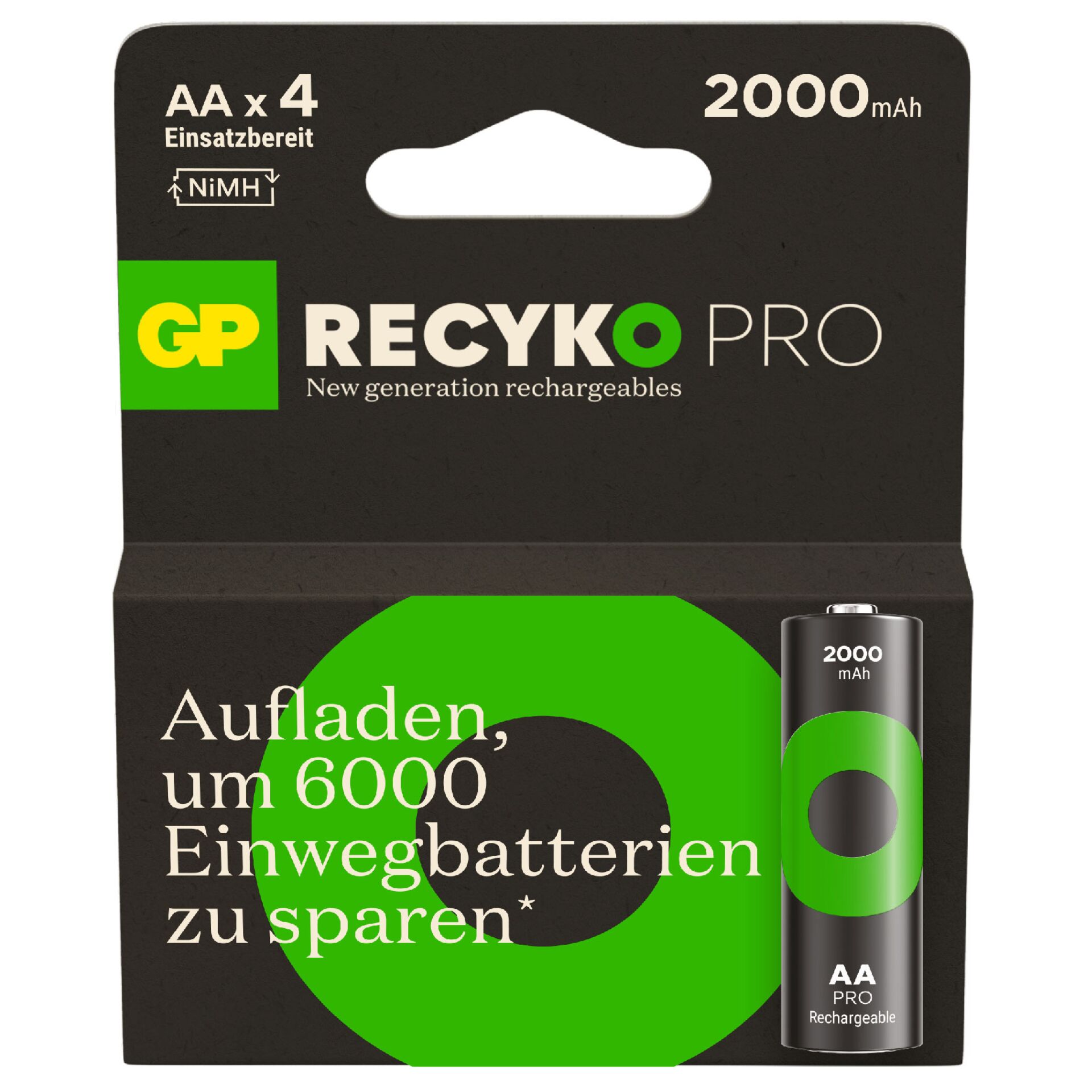 1x4 GP ReCyko Pro NiMH batterie AA/Mignon 2000mAh Pro