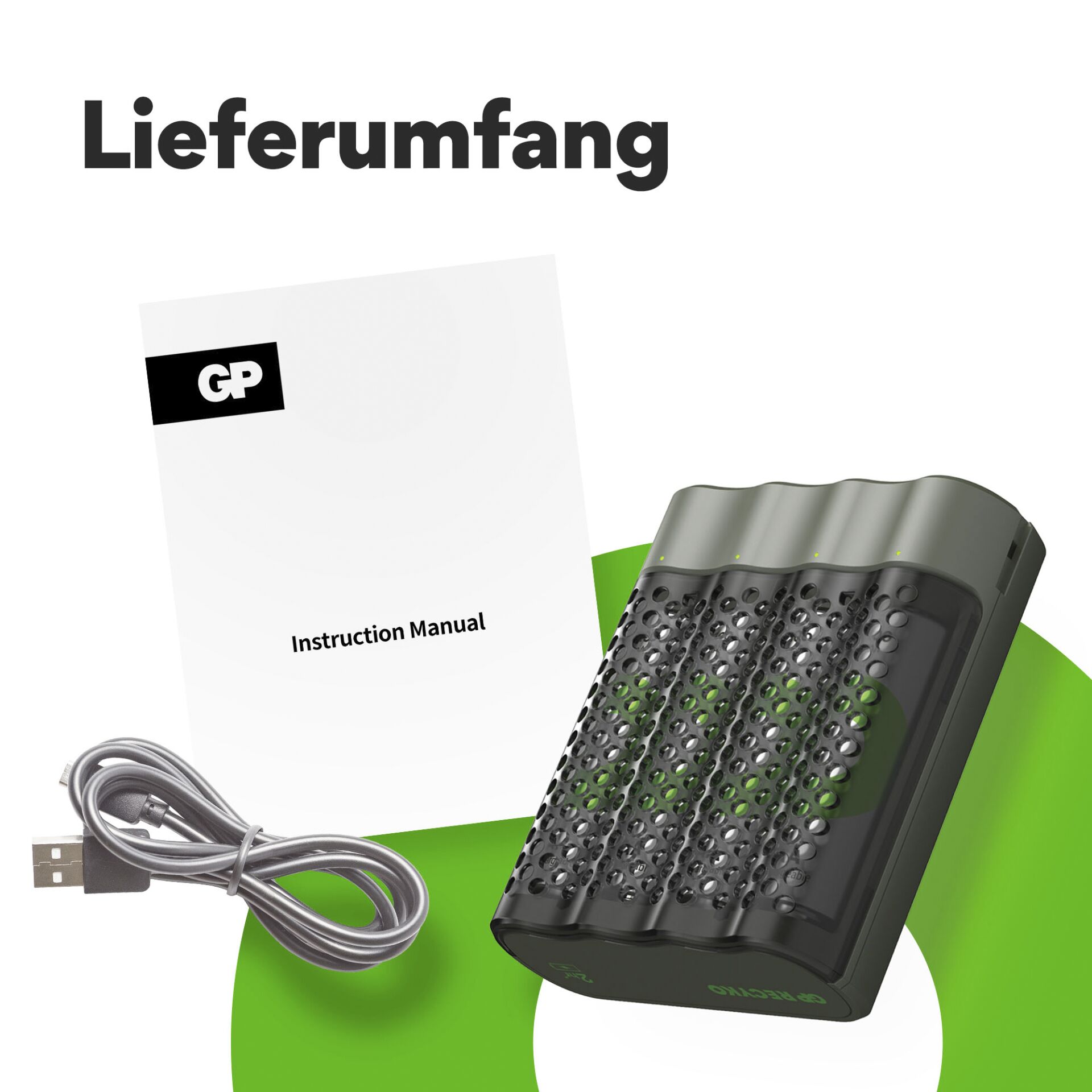 GP ReCyko M452 4-Port USB-Modell Ladegerät inkl.4xAA NiMh 26