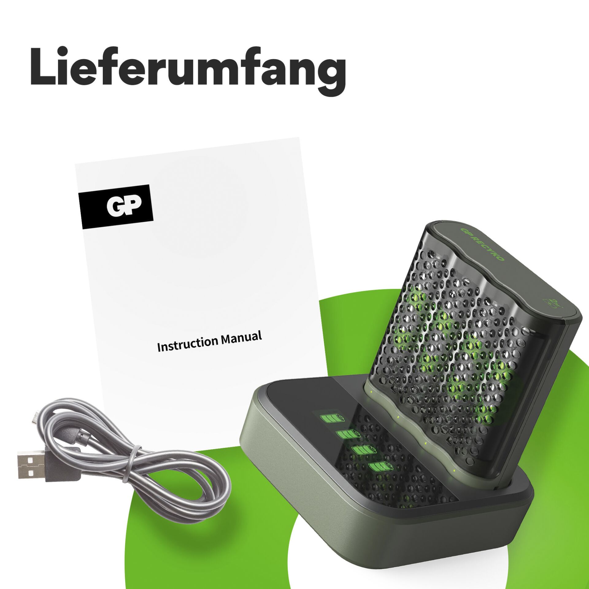 GP ReCyko M452 4-fach LCD-Modell Docking St. + 4x AA NiMh 26