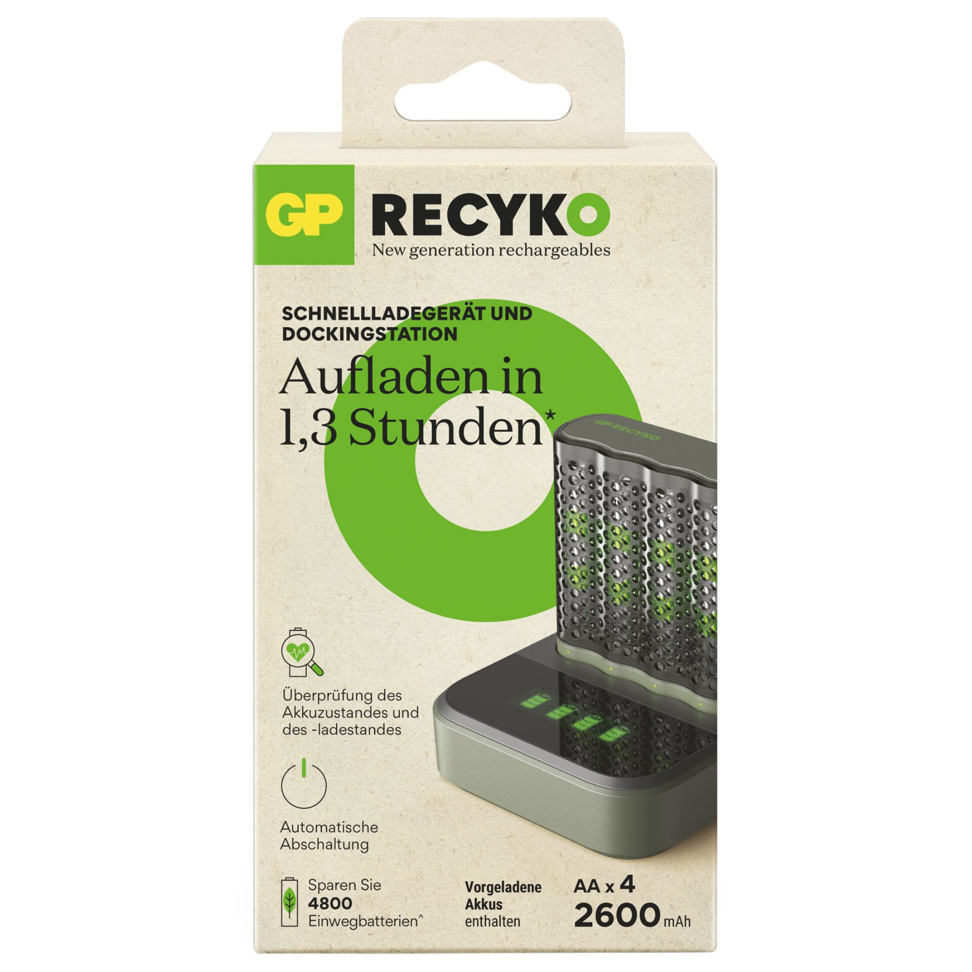 GP ReCyko M452 4-fach LCD-Modell Docking St. + 4x AA NiMh 26