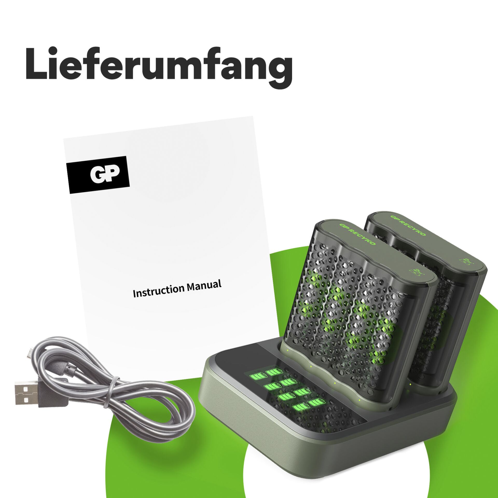 GP ReCyko M452 8-fach LCD-Modell Docking St. + 4x AA NiMh 26