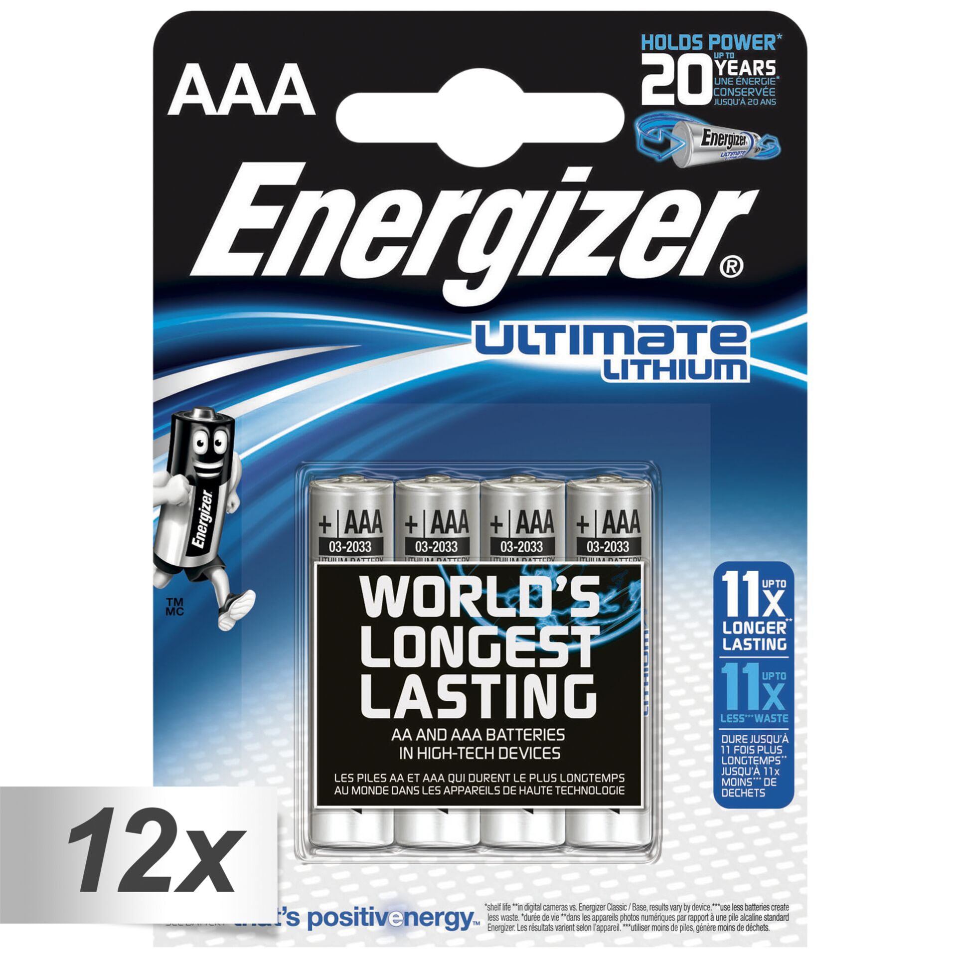 12x4 ENERGIZER Ultimate Lithium Micro AAA LR 03 1,5V