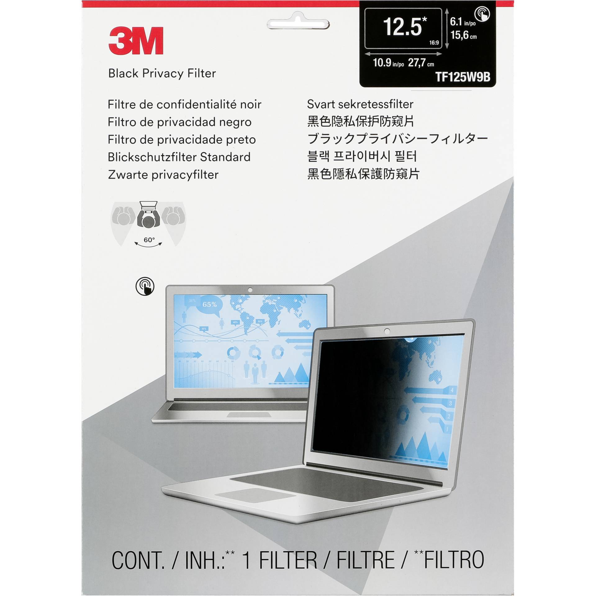 3M TF125W9B filtro privacy per Desktops con cornice 12,5  Wi