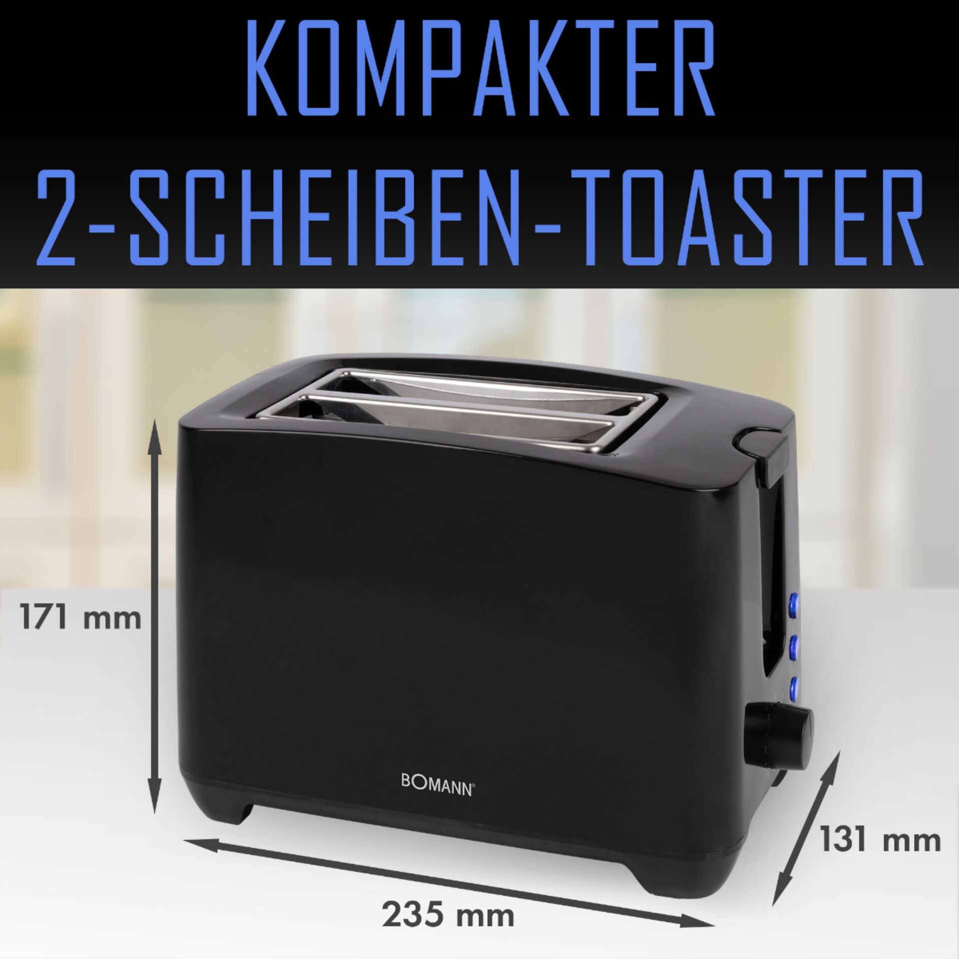 Bomann TA 6065 CB nero tostapane 2 fette
