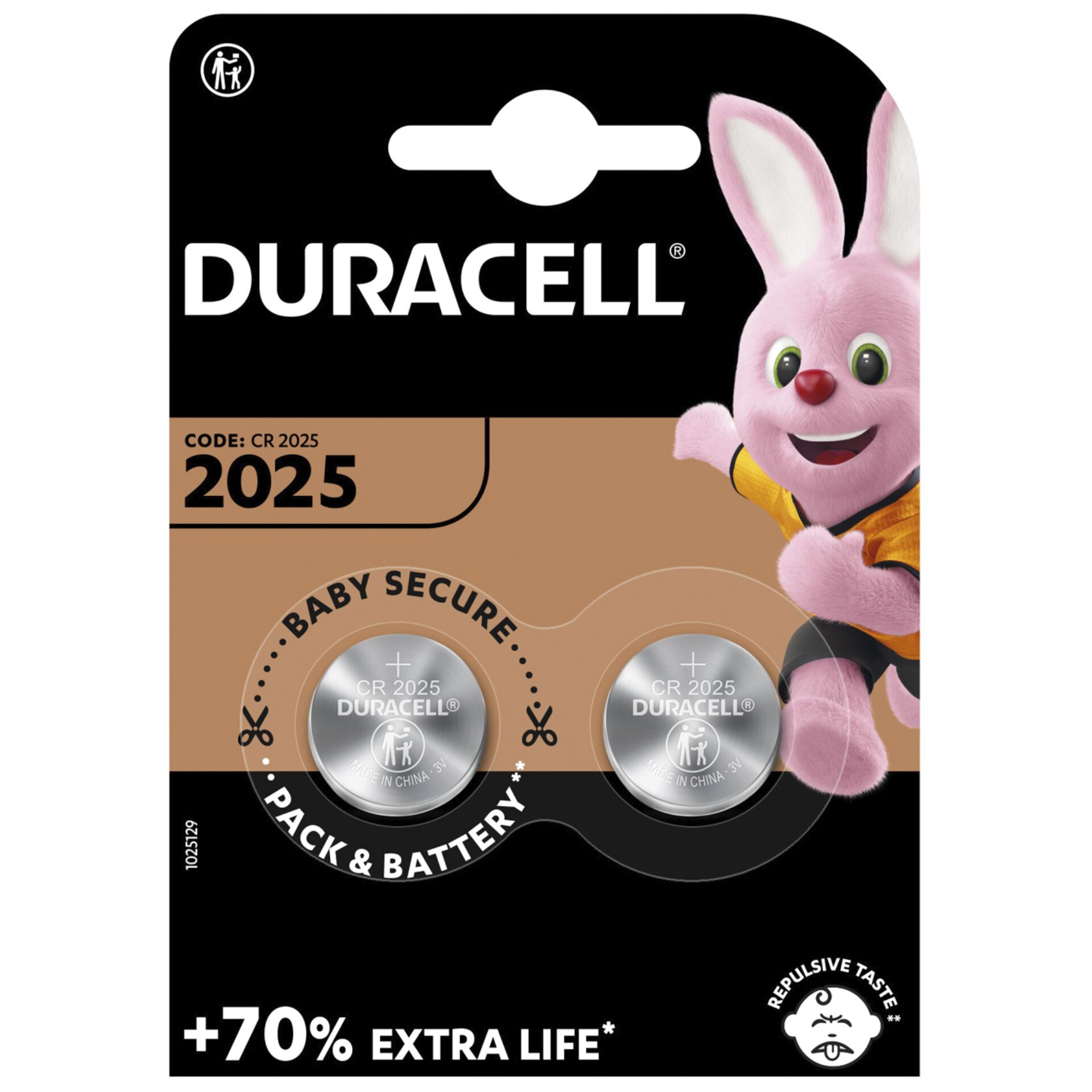 1x2 Duracell CR 2025 batteria a bottone litio