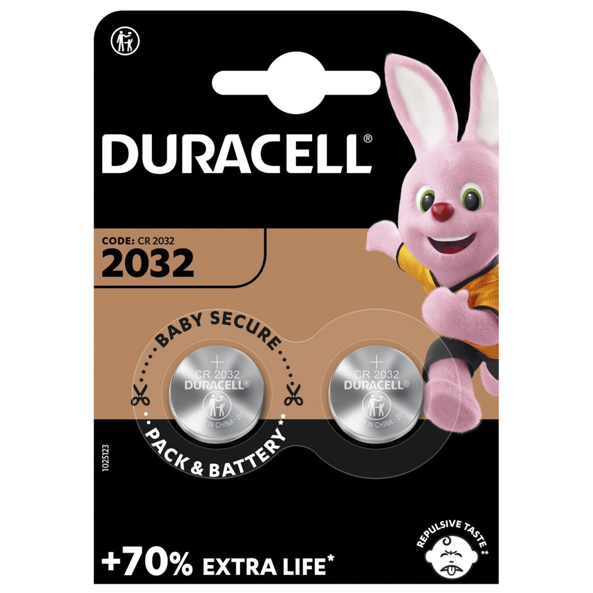 1x2 Duracell CR 2032 batteria a bottone litio