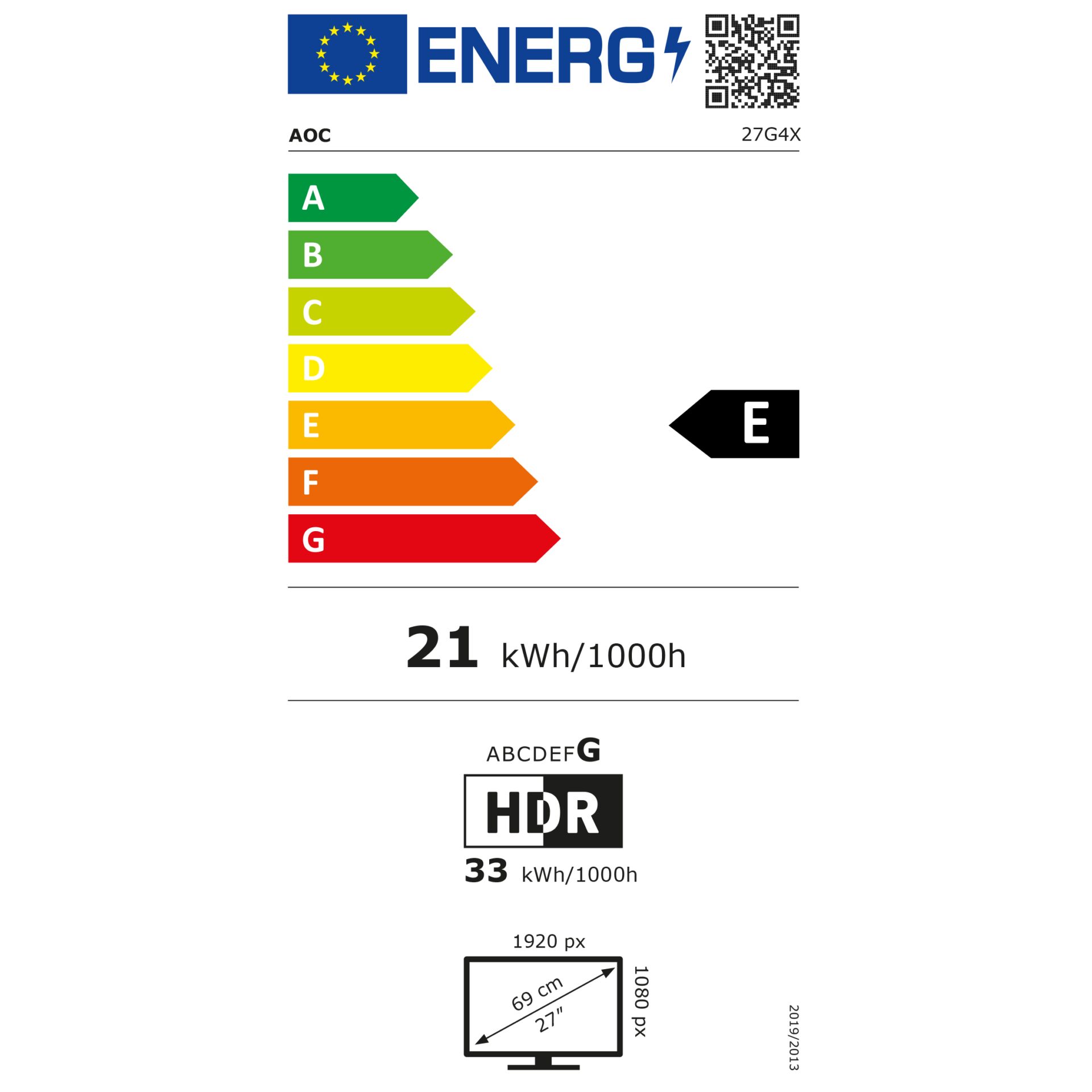 AOC 27G4X 180Hz FHD 1ms HAS HDR10