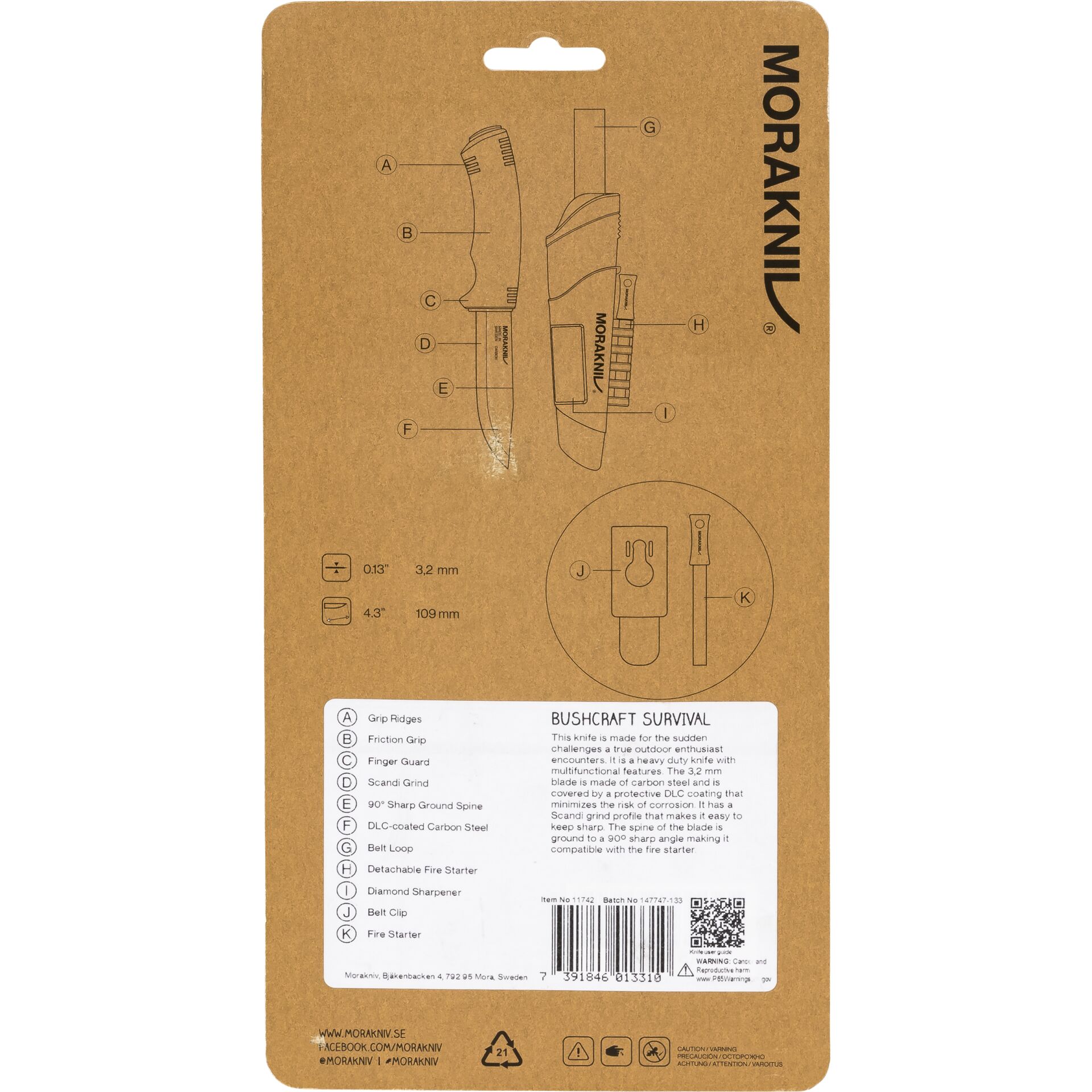 Morakniv Bushcraft coltello da caccia Survival nero