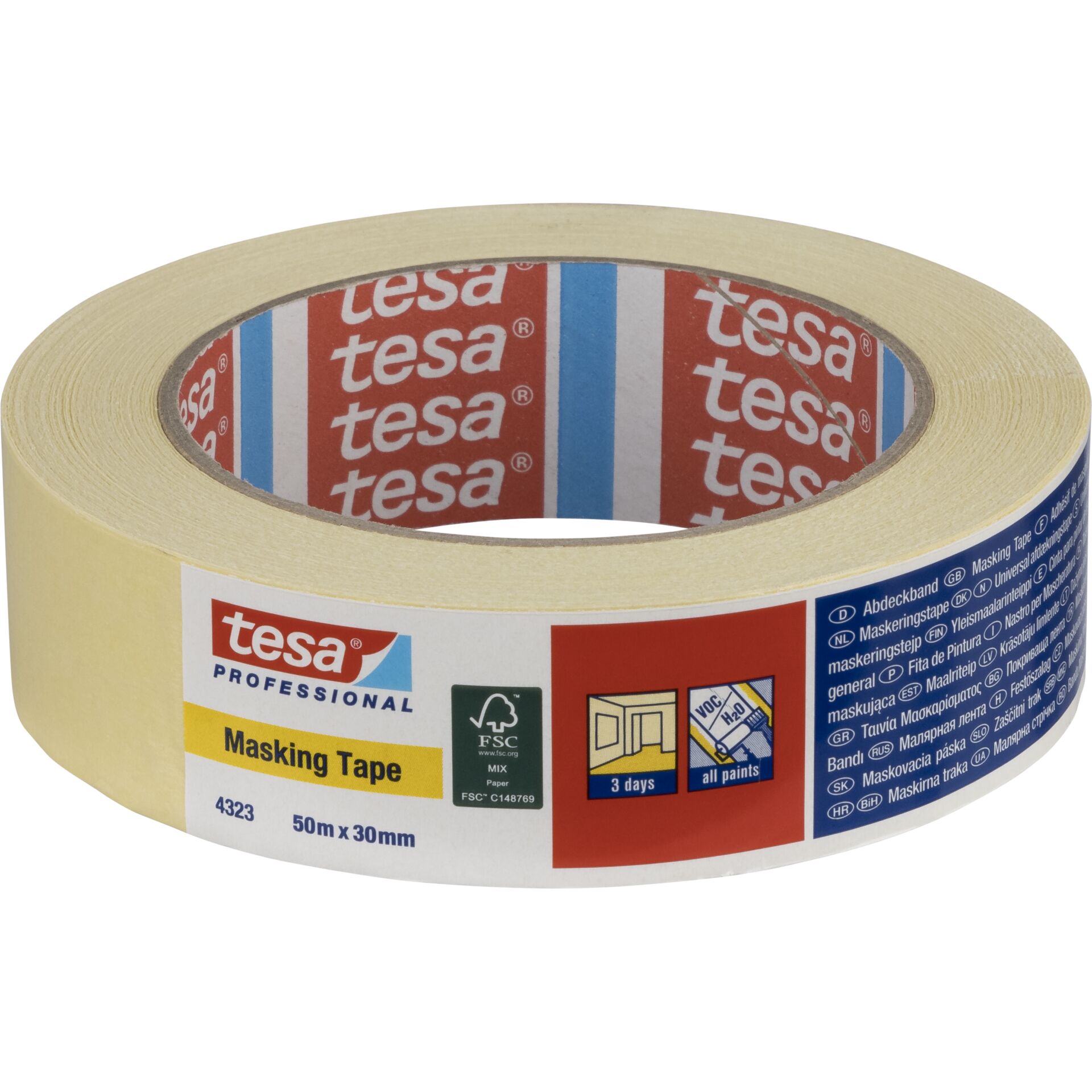 Tesa nastro crespato 50m x 30mm Standard beige 04323