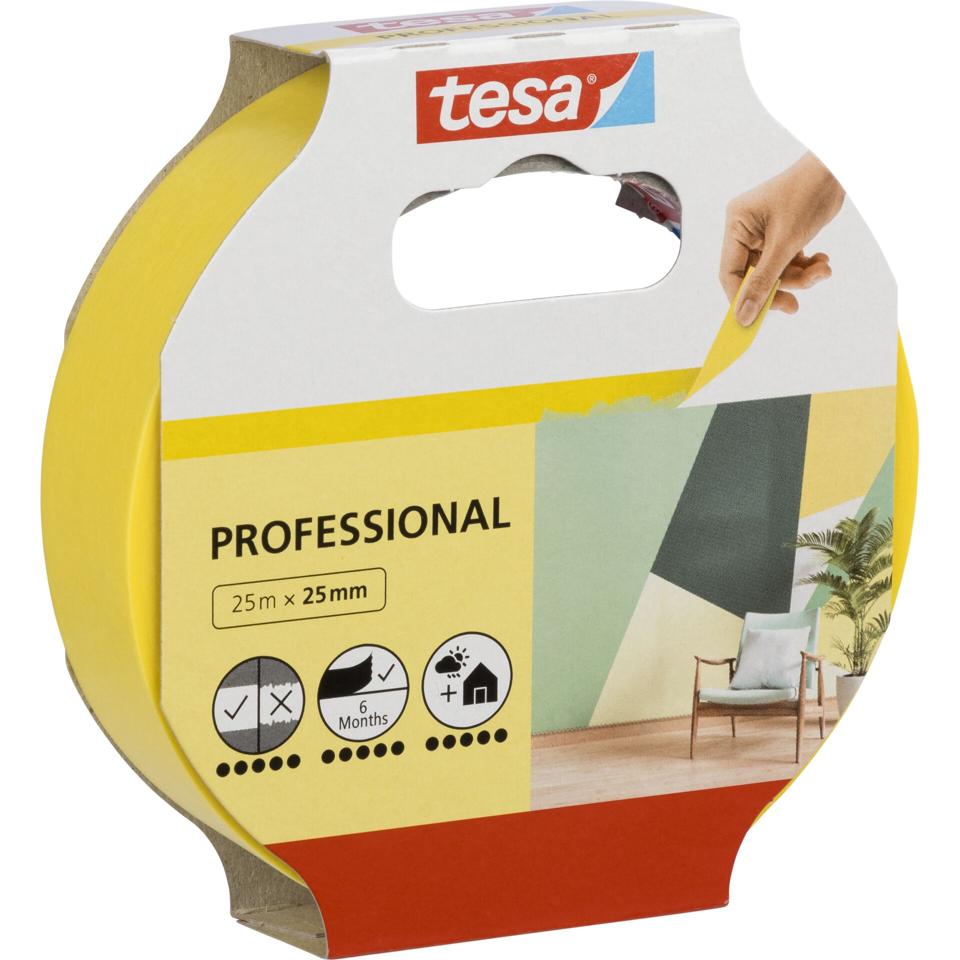 Tesa nastro crespato 25m x 25mm Preci.interni giallo 56270