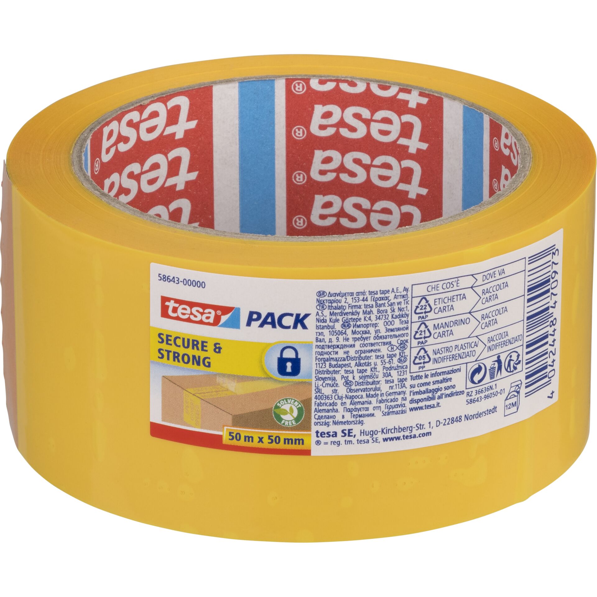 Tesa nastro imball. 50m x 50mm Secure&strong giallo 58643