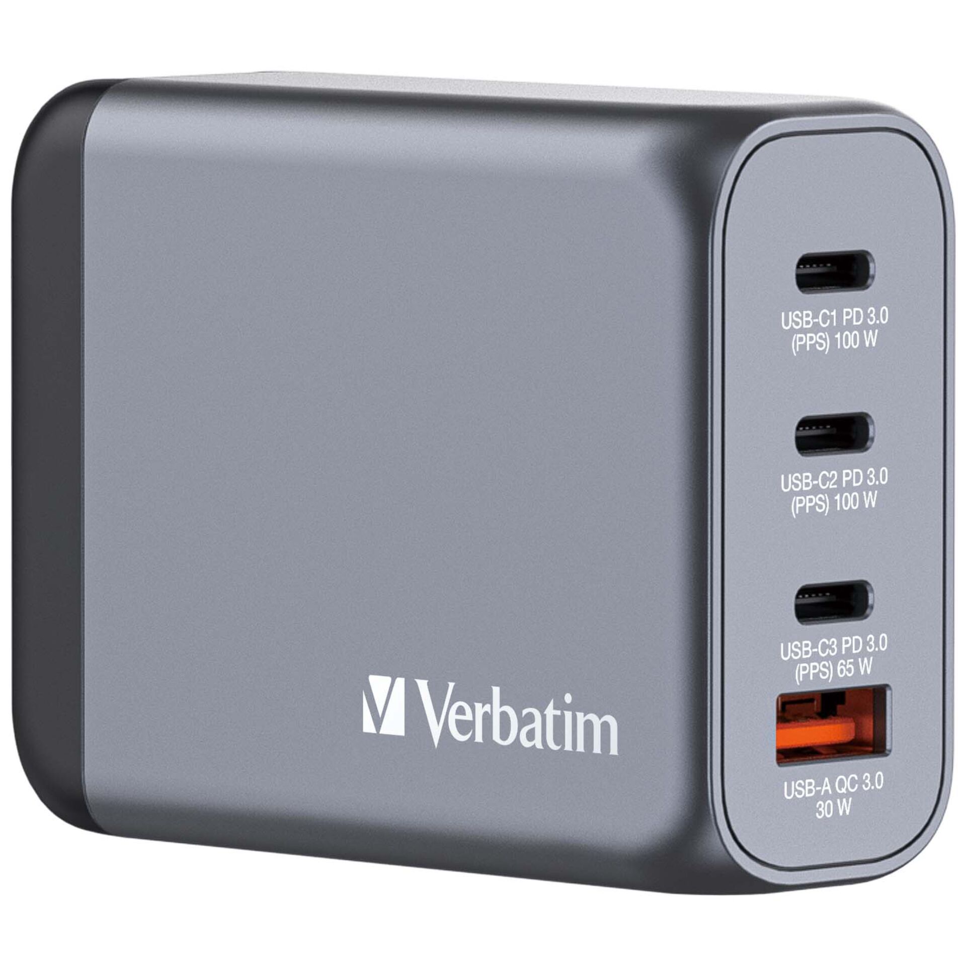 Verbatim GNC-100 GaN Charg. 100W 3xUSB-C PD, 1xUSB-A QC 3.0