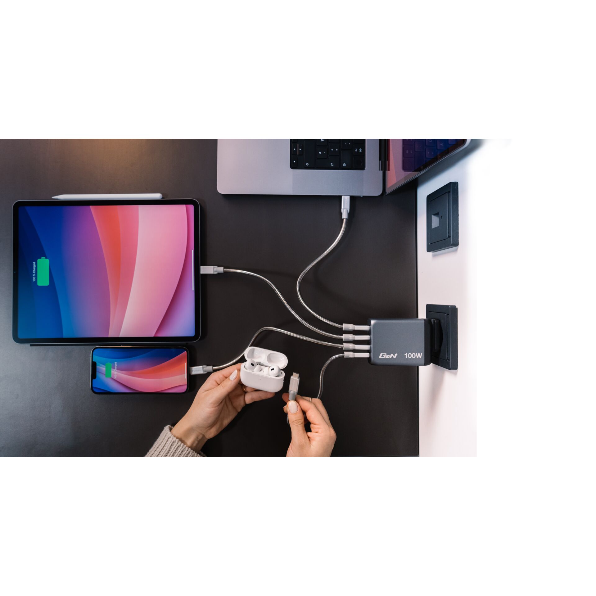 Verbatim GNC-100 GaN Charg. 100W 3xUSB-C PD, 1xUSB-A QC 3.0