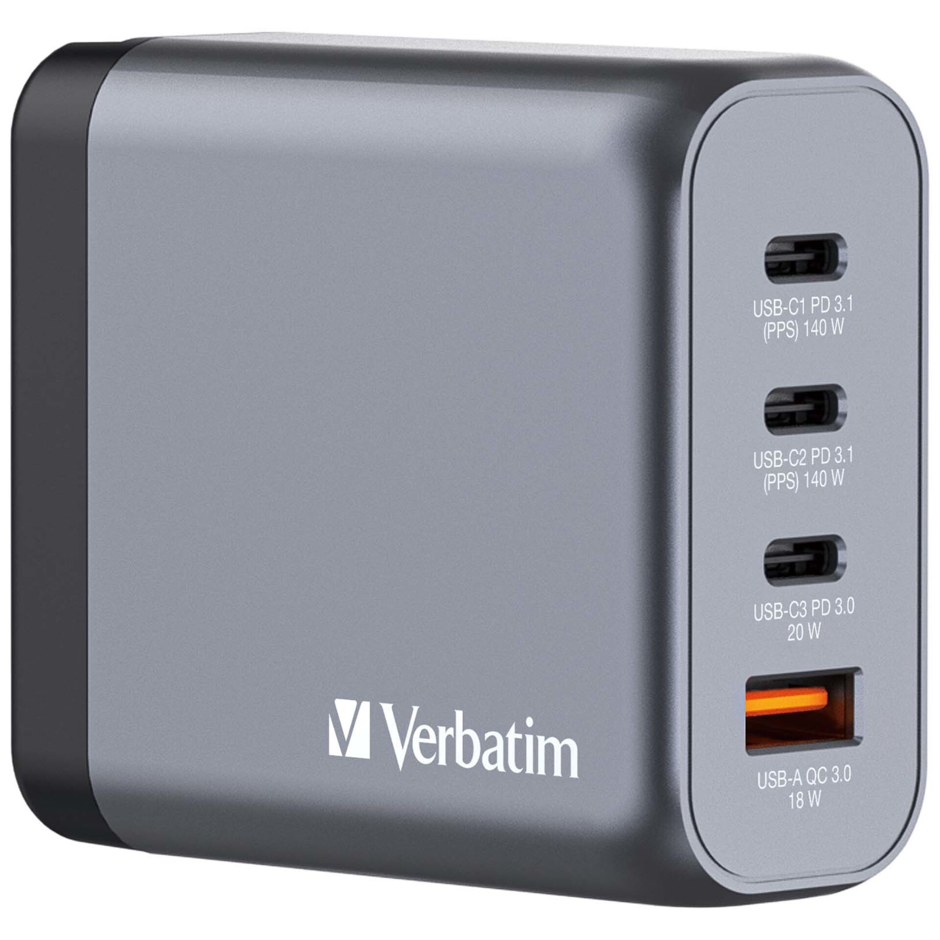 Verbatim GNC-140 GaN Charg. 140W 3xUSB-C PD, 1xUSB-A QC 3.0