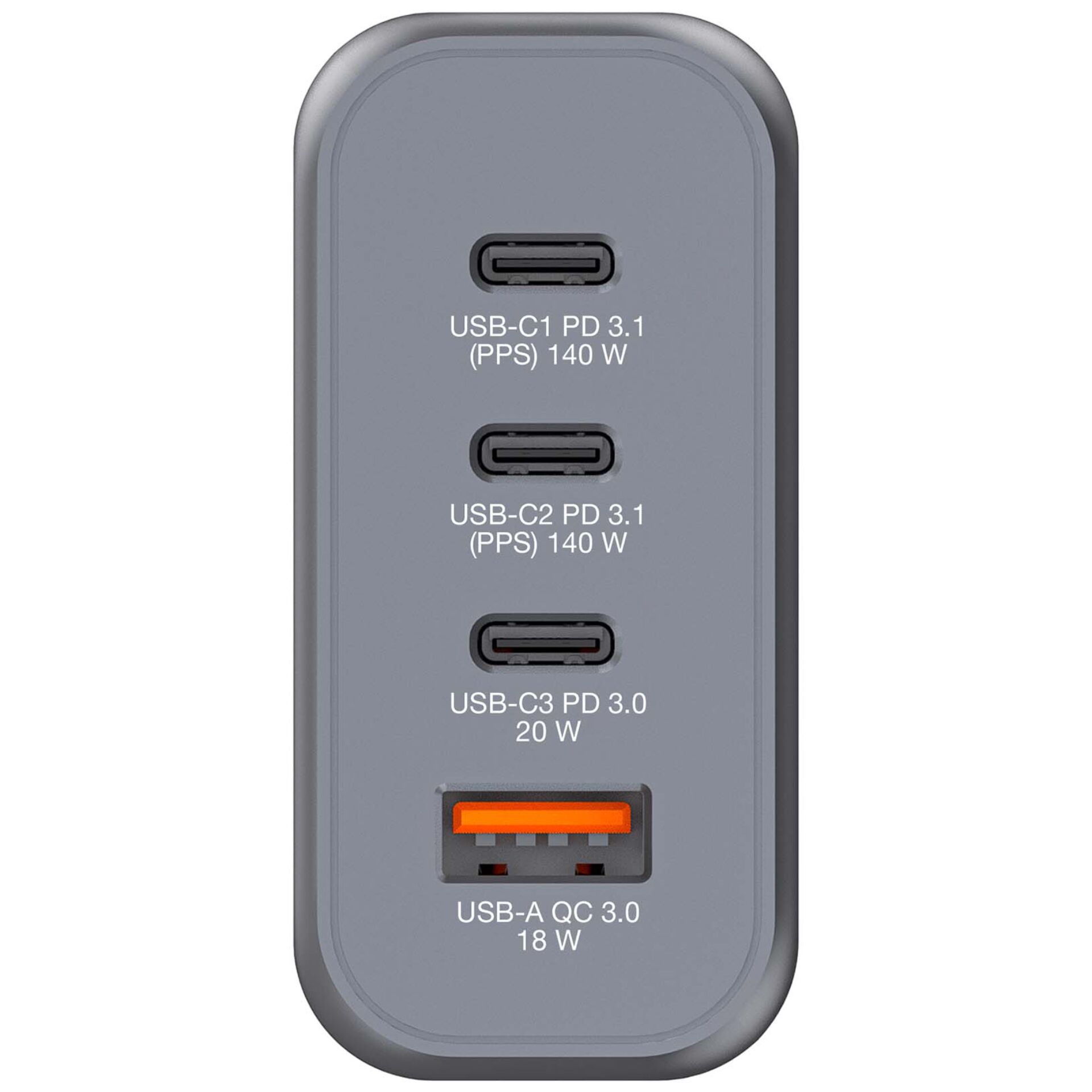 Verbatim GNC-140 GaN Charg. 140W 3xUSB-C PD, 1xUSB-A QC 3.0